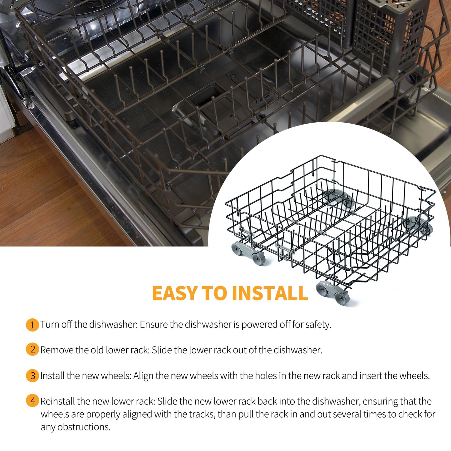 Allstare WD28X25960 Dishwasher Lower Rack Replacement Parts for GE Dishwasher Parts GE Profile Monogram Adora Triton XL Cafe Dishwasher Lower Dishrack Assembly GE Dishwasher Bottom Rack Drawer 1 Pack