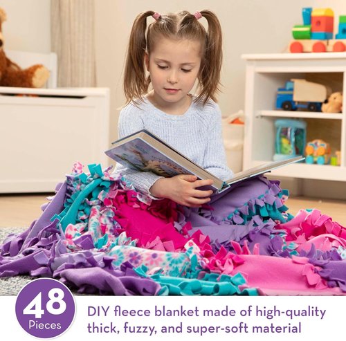 Melissa & Doug Flower Fleece Quilt No-Sew Craft Kit - 48 Squares, 4ft x 5ft for Creative Fun