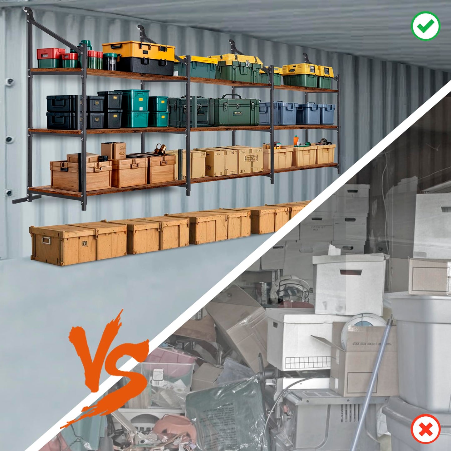 Talustool Shipping Container Shelving Storage Bracket 4Pcs Heavy Duty Cargo Shipping Container Shelf Shelving Brackets Universal