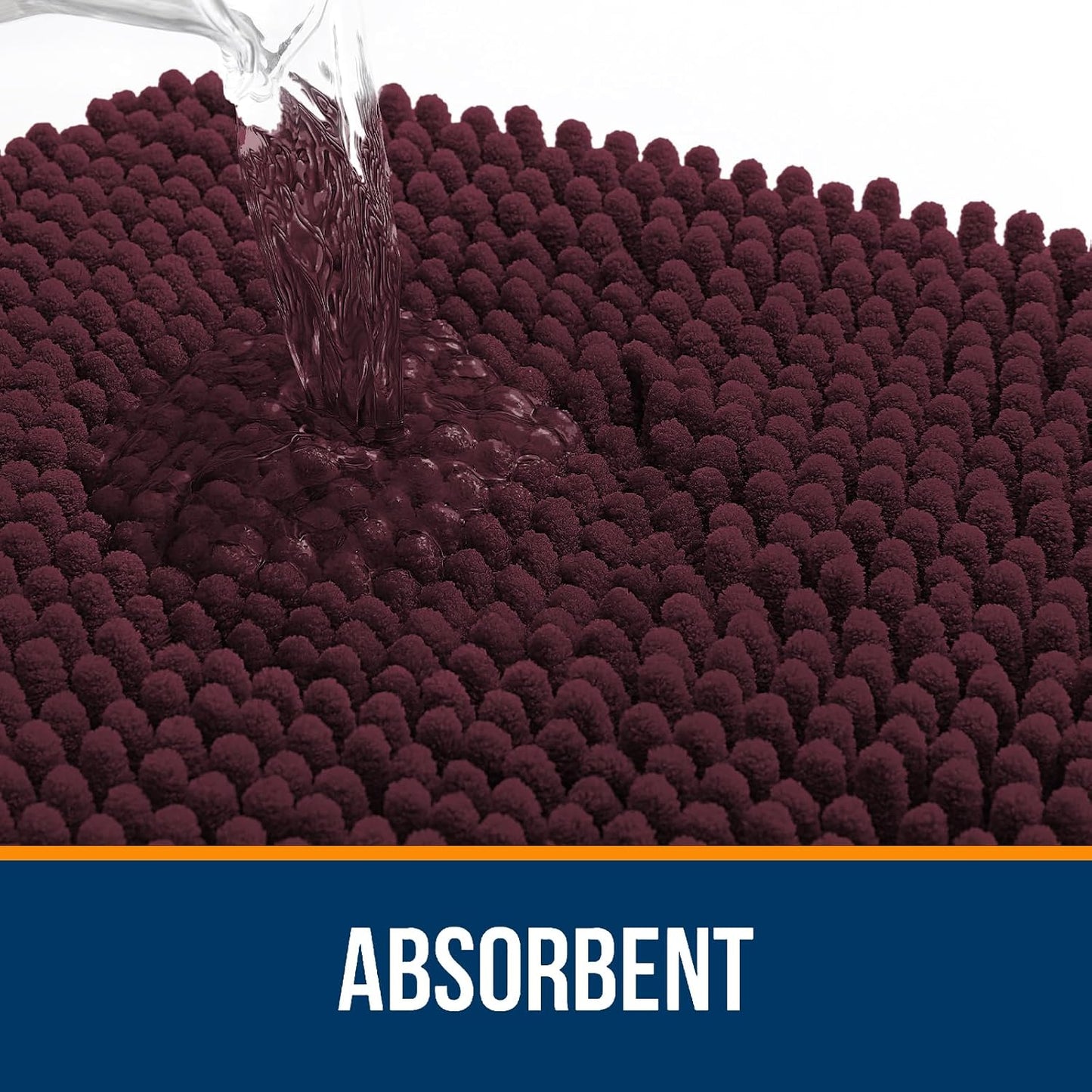 OLANLY Bathroom Runner Rugs - Soft Absorbent Chenille Bath Mats | Quick-Dry, Machine Washable, 44x24, Black Cherry