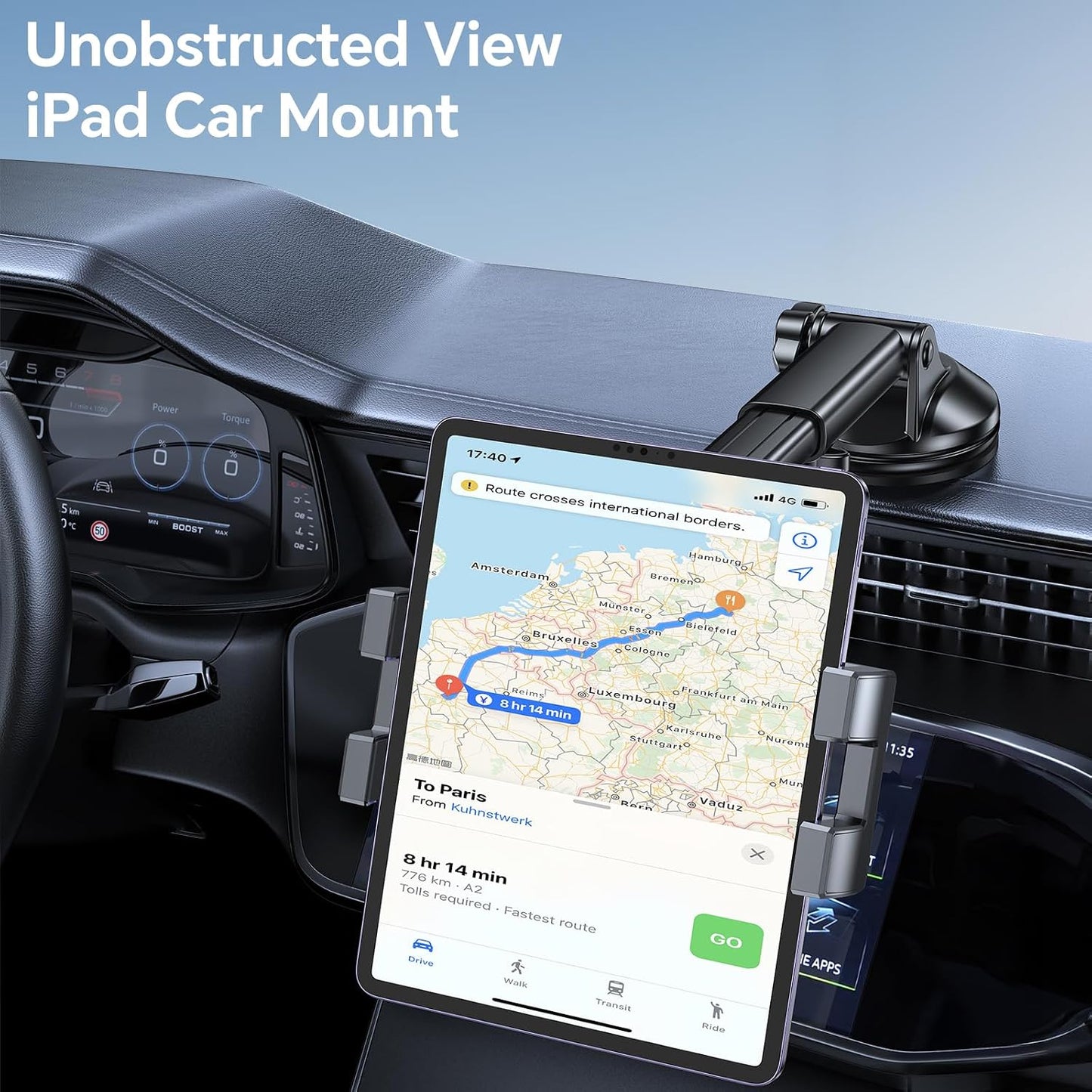 Coolpow Stand360 4.7"-12.9" Tablet Holder for Car ipad Holder for CarWindshield+Dash Suction Cup ipad Mount for Truck