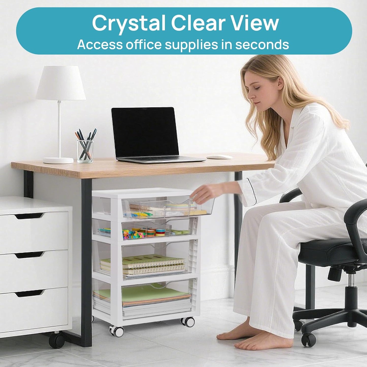 Vtopmart 4-Tier Rolling Drawer Cart - Versatile Storage Organizer for Home, Office & Crafts