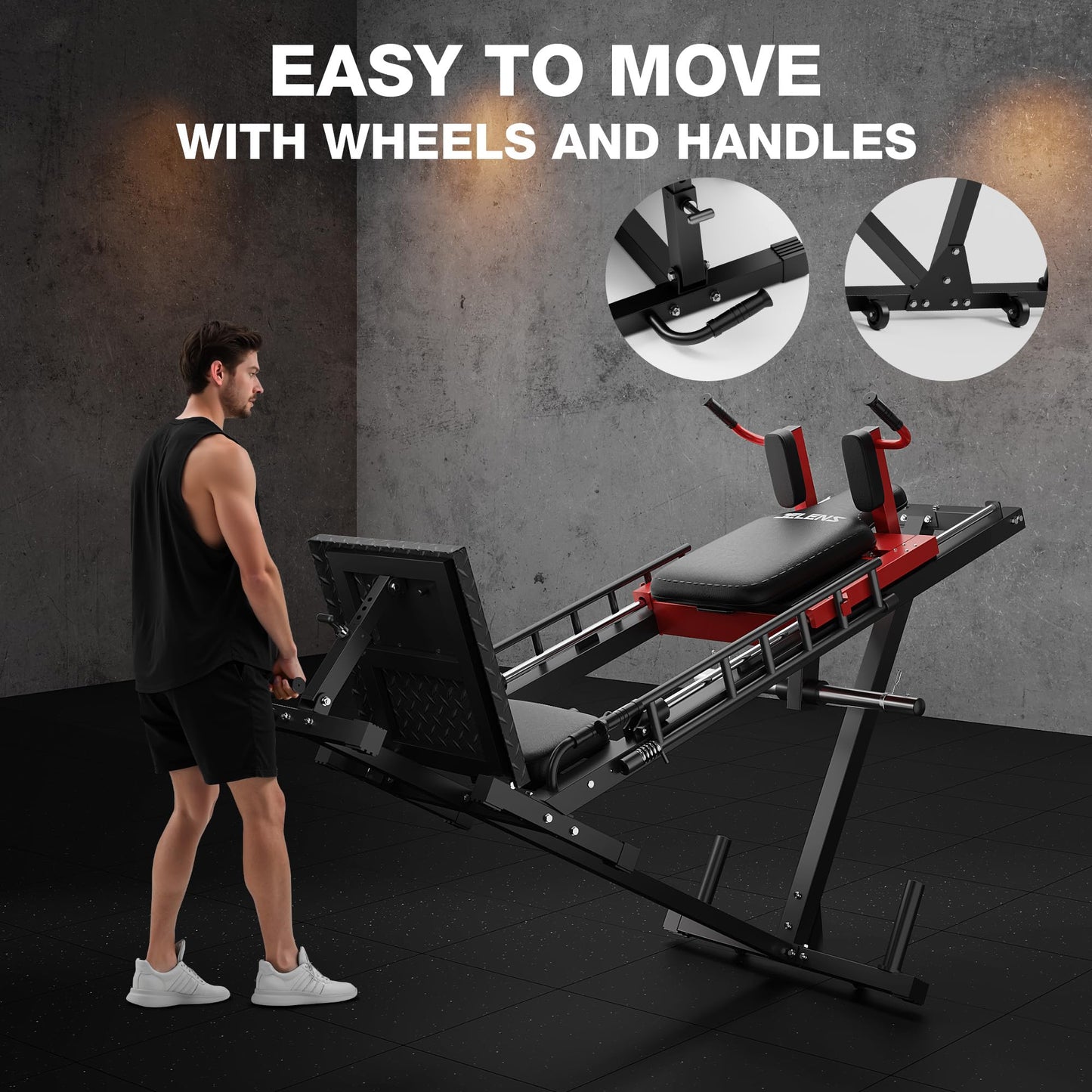 JELENS Leg Press Hack Squat Machine, Leg Machine for Home Gym with Linear Bearing, L11 Professional Adjustable Leg Exercise Machine, Lower Body Workout (Red, Classical)