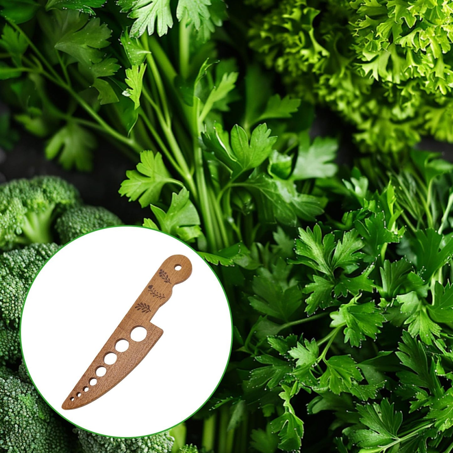 Wooden Vegetable Herb Stripper Tool, Leaf Separator Herb Cutter with 8 Holes, Kitchen Gadgets for Cilantro Parsley Mint, Fun Stripper Tool for Home Cooks Supplies