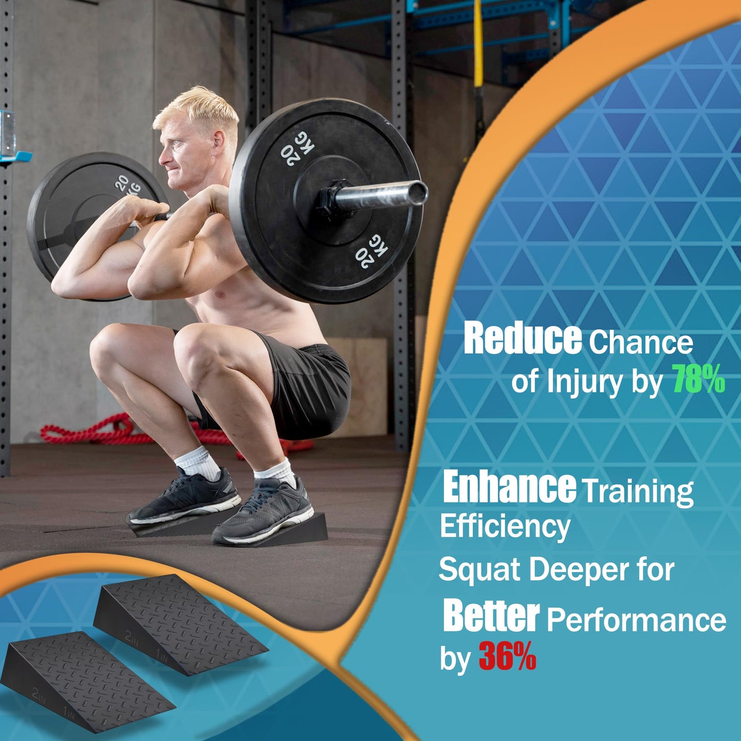 Squat Wedge Blocks for Deep Squats: 2-Pack Non-Slip Slant Boards for Barbell Goblet & Mobility Training with Carry Bag