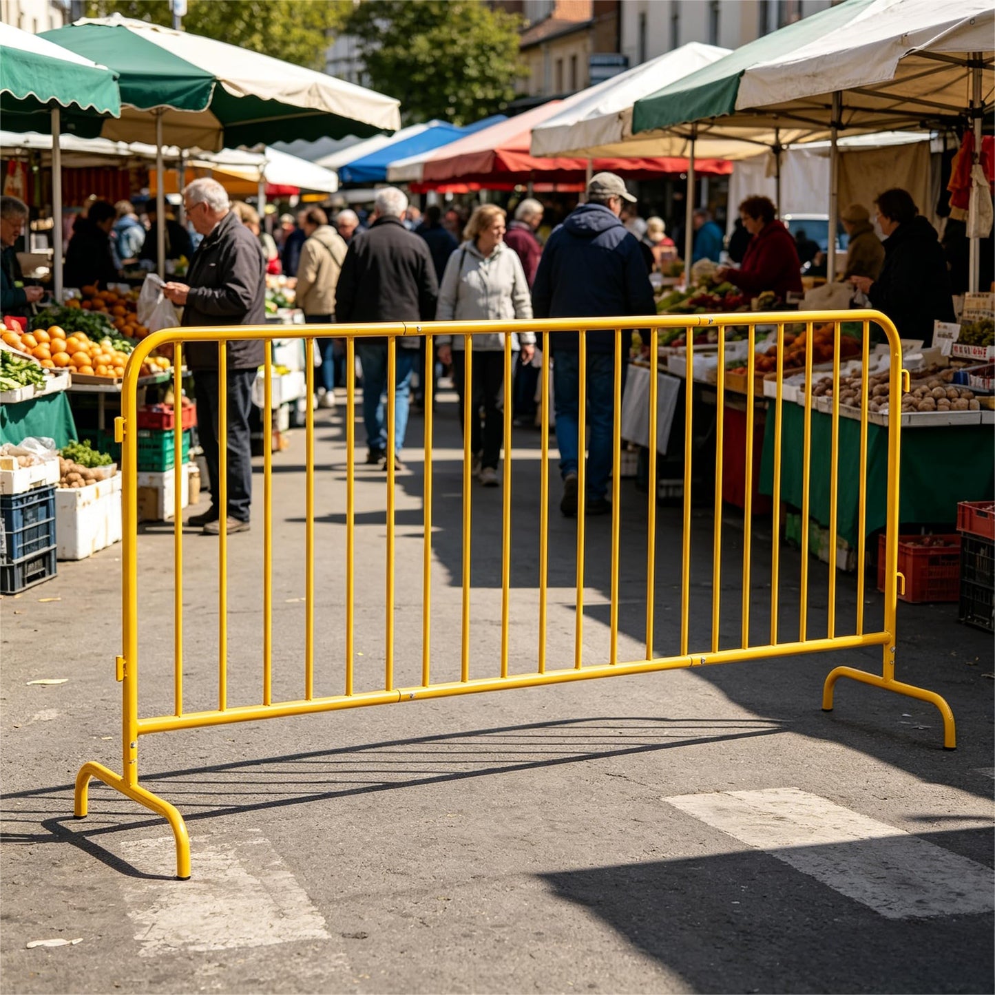 6.5FT Heavy Duty Galvanized Steel Interlinked Safety Barricade – Removable Feet, Portable, Weather Resistant Barrier for Crowd Control, Events, Construction, Facility Security