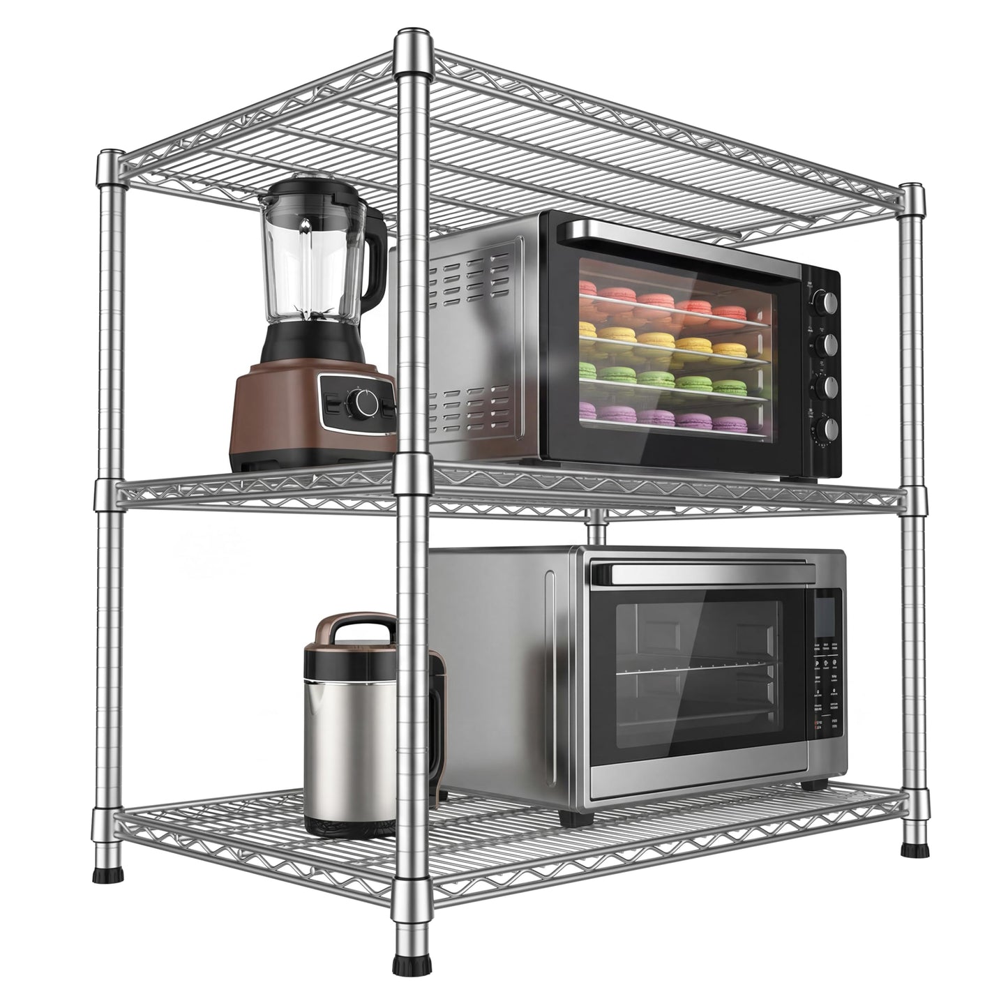 24"Depth Metal Wire Shelving Unit Storage Shelves Adjustable Kitchen shelf Microwave Stand Sturdy Steel Bakers Rack Standing Organizer 1650LBS for Commercial Pantry Garage Factory industrial warehouse