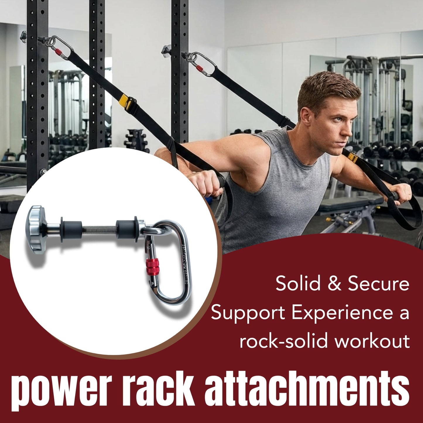 GUEMORVE Stainless Steel Power Rack Attachments (2PCS), Universal Fit 2x2 & 3x3 Frames with 1/2" & 1" Holes, Stable Squat Rack Accessories for Strength Training (Stainless Steel Finish)