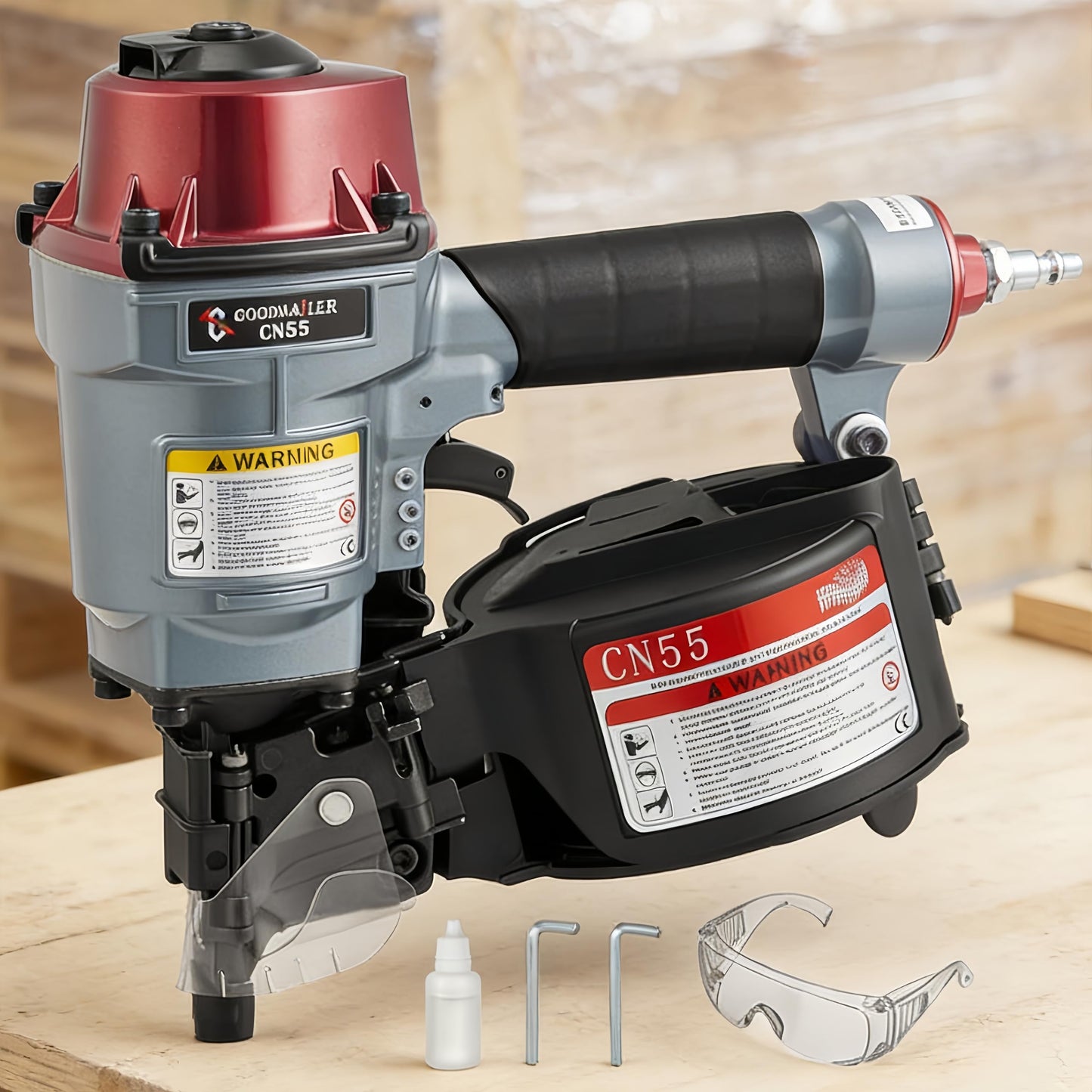 Goodnailer CN55 Siding Nailer 15 Degree 1 Inch To 2-1/4-Inch Coil Siding Nailer Fast Shooting for Wooden Pallet Packing Wood Fencing