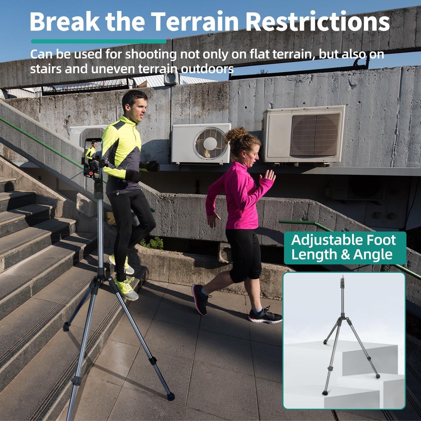 JEBUTU 6.6ft/2m Extendable Photography Light Stand, Adjustable Aluminum Light Tripod Stand for Travel, Reversible
