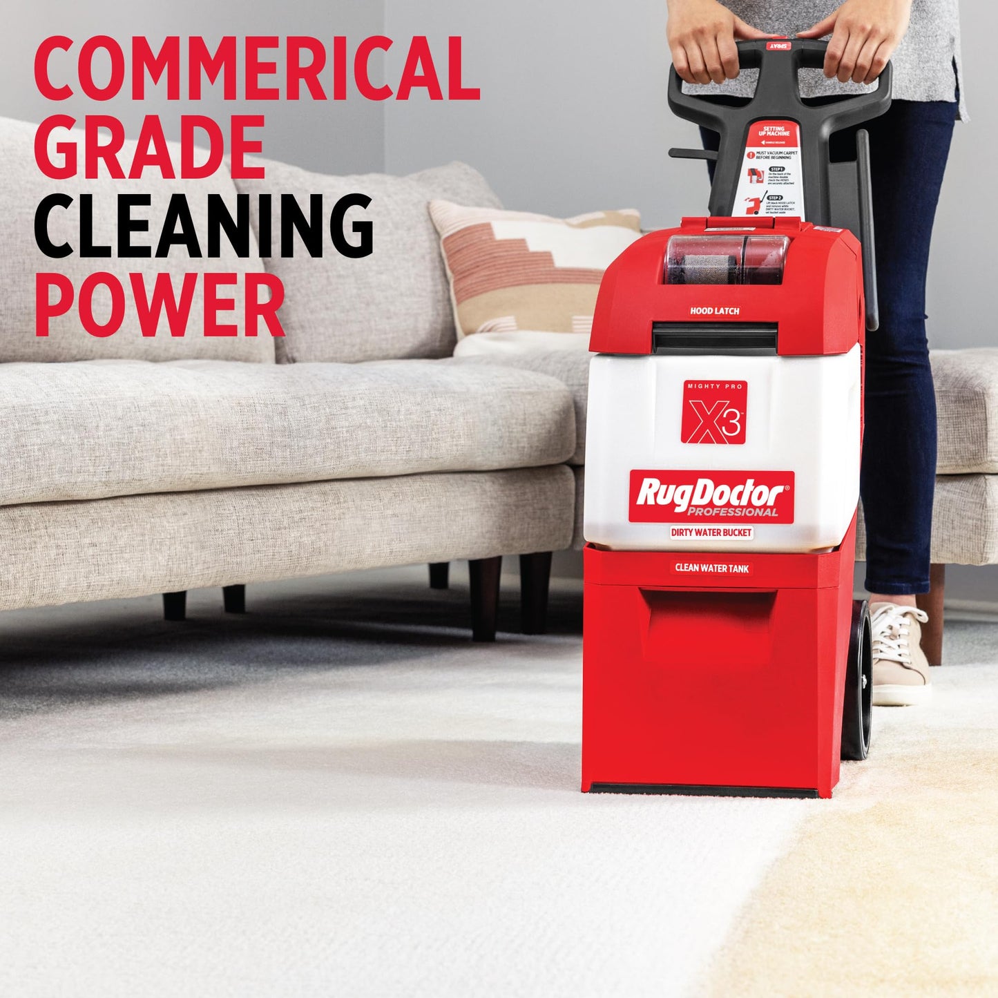 Rug Doctor X3 Commercial Carpet Cleaner – Large Red Oxy Pro Pack, Exclusive Vibrating Brush Spray Scrub and Extract Embedded Dirt and Grime, 48 oz. Oxy Cleaning Solution
