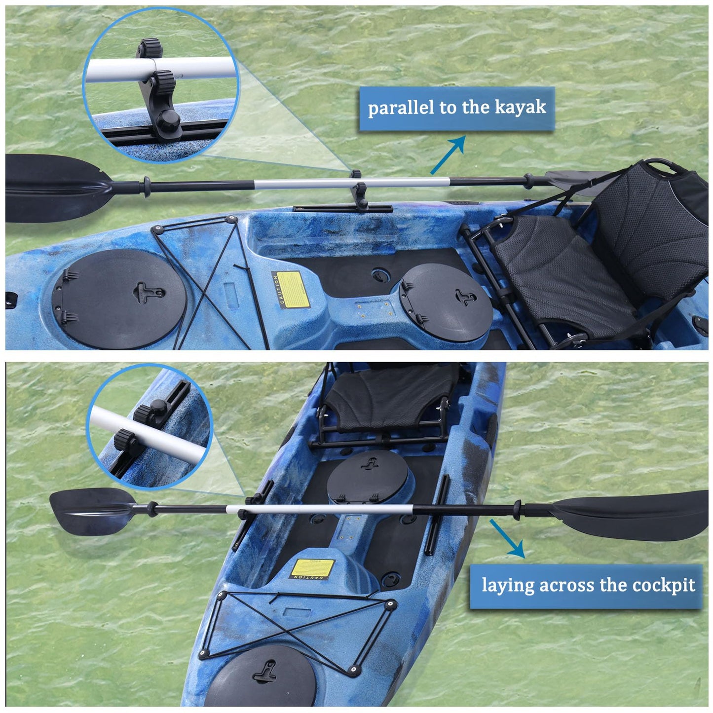 Huntury Kayak Track Paddle Holder, Save Kayak Track Space, Secure/Remove Paddles Fishing Nets and Fishing Poles, Track Mount Accessories