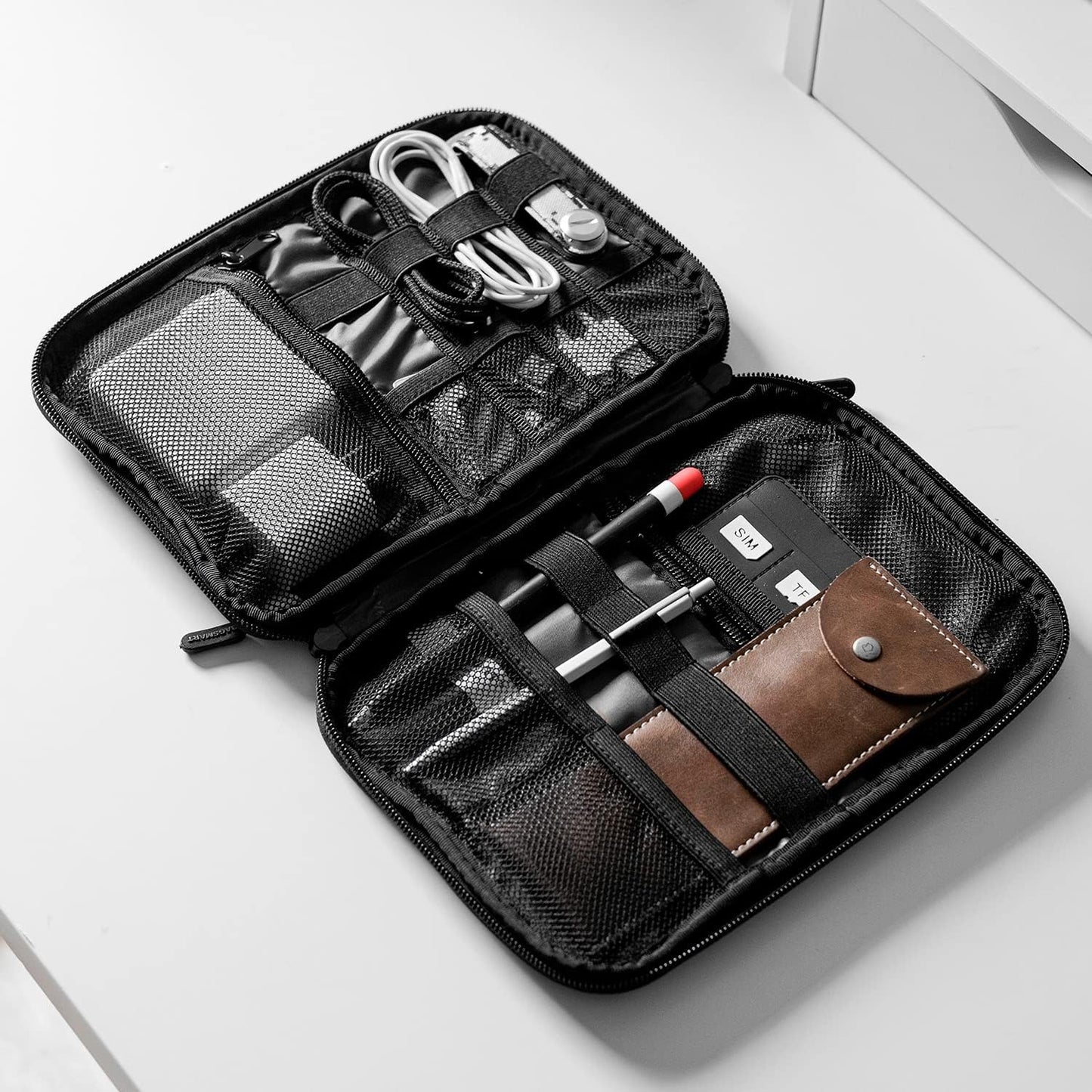 BAGSMART Large Electronics Travel Organizer Case, Tech Accessories Cord Storage Bag for Phone, Power Bank, SD Card