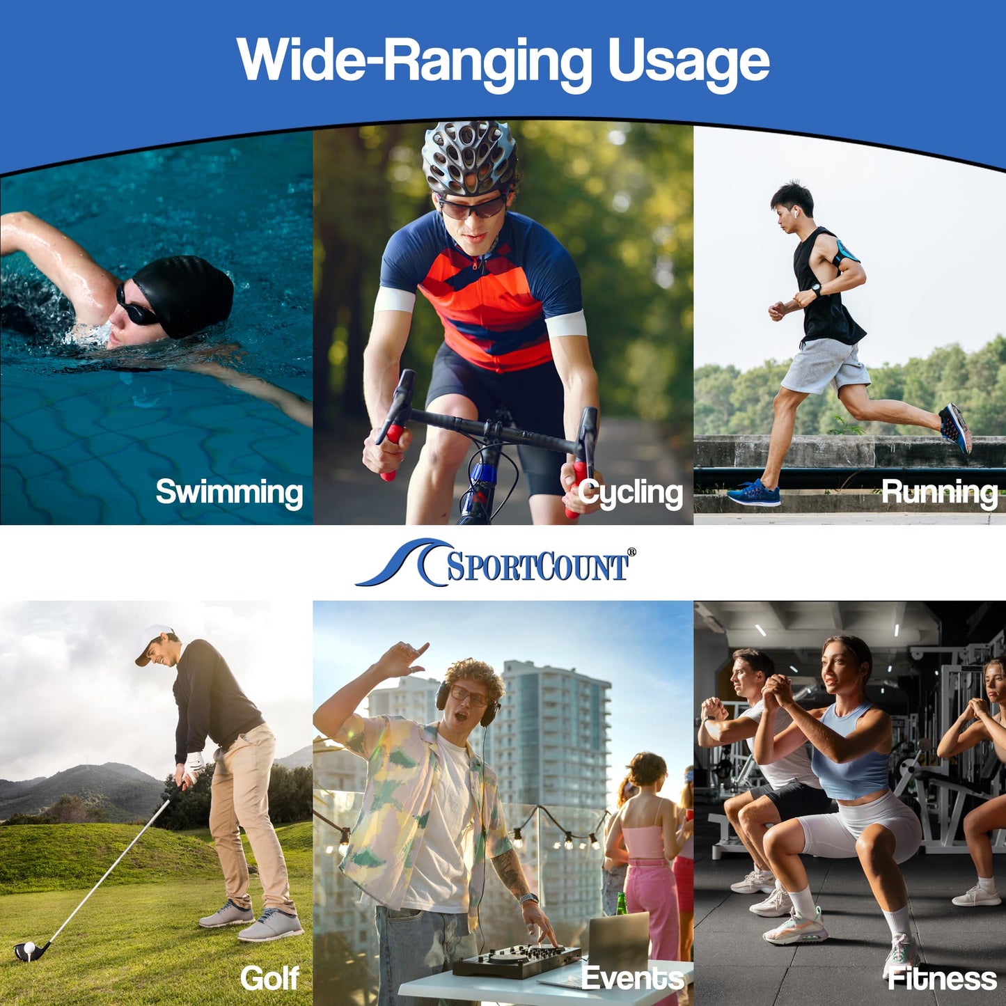 SC SportCount Finger Stopwatch Swim Timer - Waterproof Handheld Swimming Stopwatch for Running, Pickleball, and Cycling