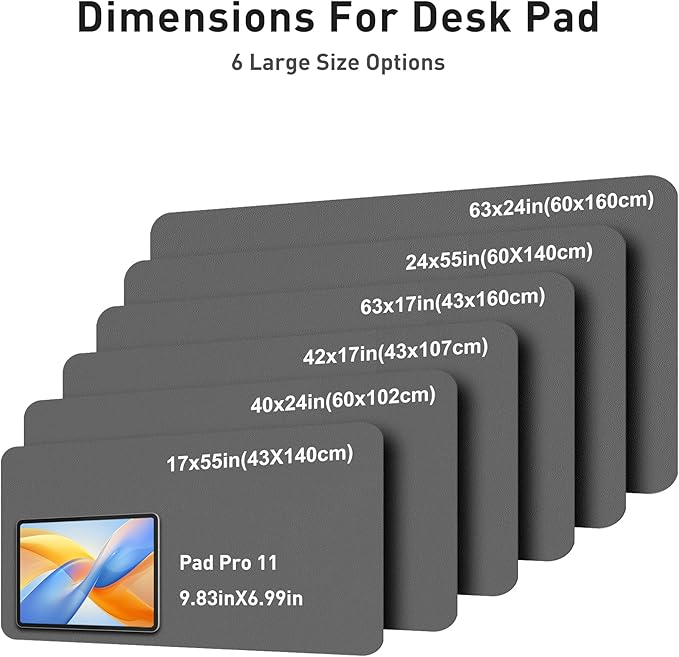 Aothia Faux Leather Desk Mat - Large Mouse Pad, Non-Slip PU Leather Blotter, Waterproof Writing Surface for Office and Home (Grey, 42" x 17")