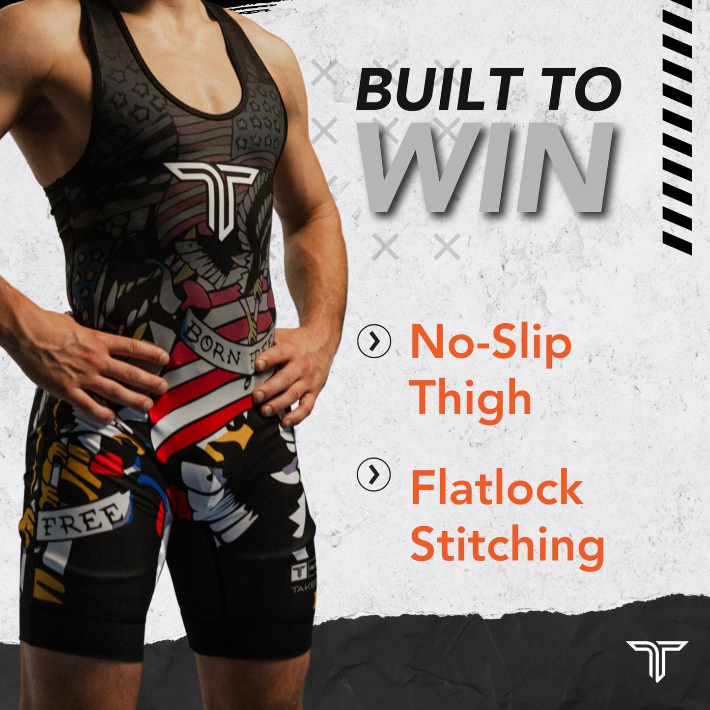 Takedown Wrestling Singlet for Men – Lightweight Compression Fit Wrestling Gear for Powerlifting & Workouts (Warrior Chief, X-Small)