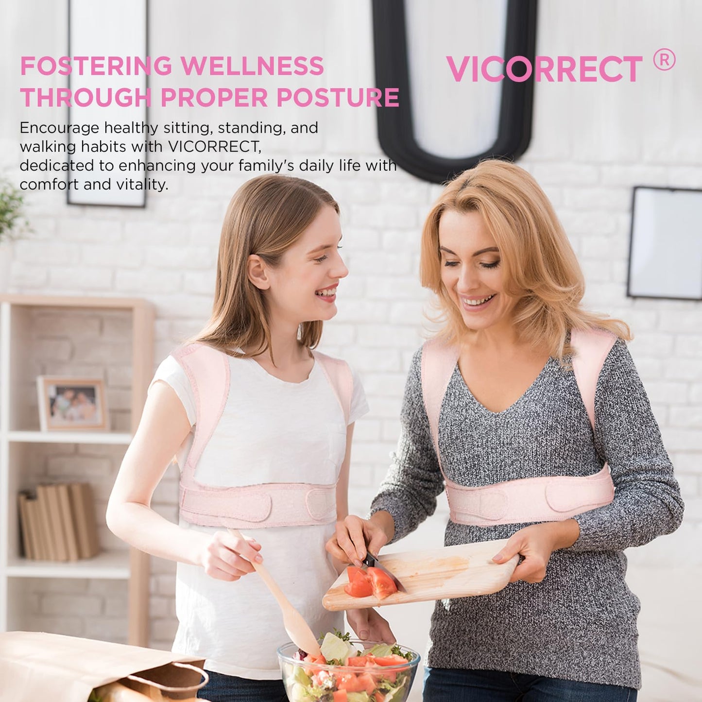 Vicorrect Posture Corrector for Women and Men, Adjustable Upper Back Brace for Clavicle Support and Providing Pain Relief from Neck, Shoulder, and Upper Back (S/M)