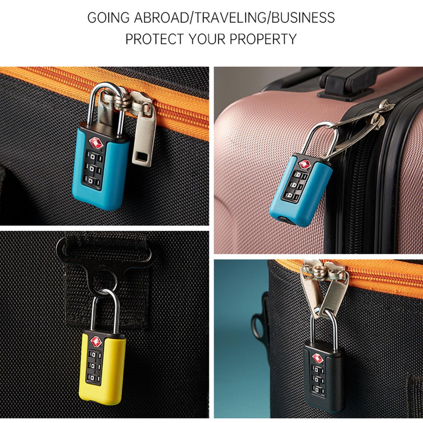 TSA007 Padlock Luggage Travel Lock and 3 Digits Self-Setting A Variety of Different Combinations Luggage Bag Travel Security Code Lock Three Colors