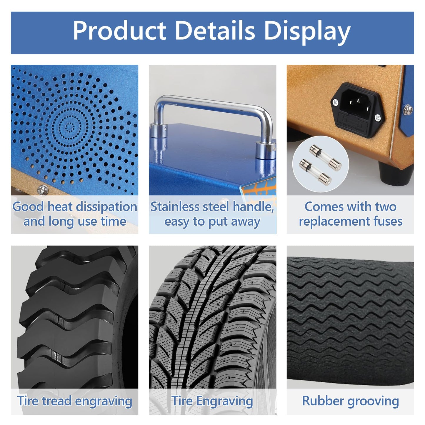 Oztwel Tire Groover Machine, 1000W Rubber Tire Regroover Machine, Tire Grooving Tool, Professional Tire Groover with 20 pcs U/V-Shaped Blades for Rubber and Tires 110V