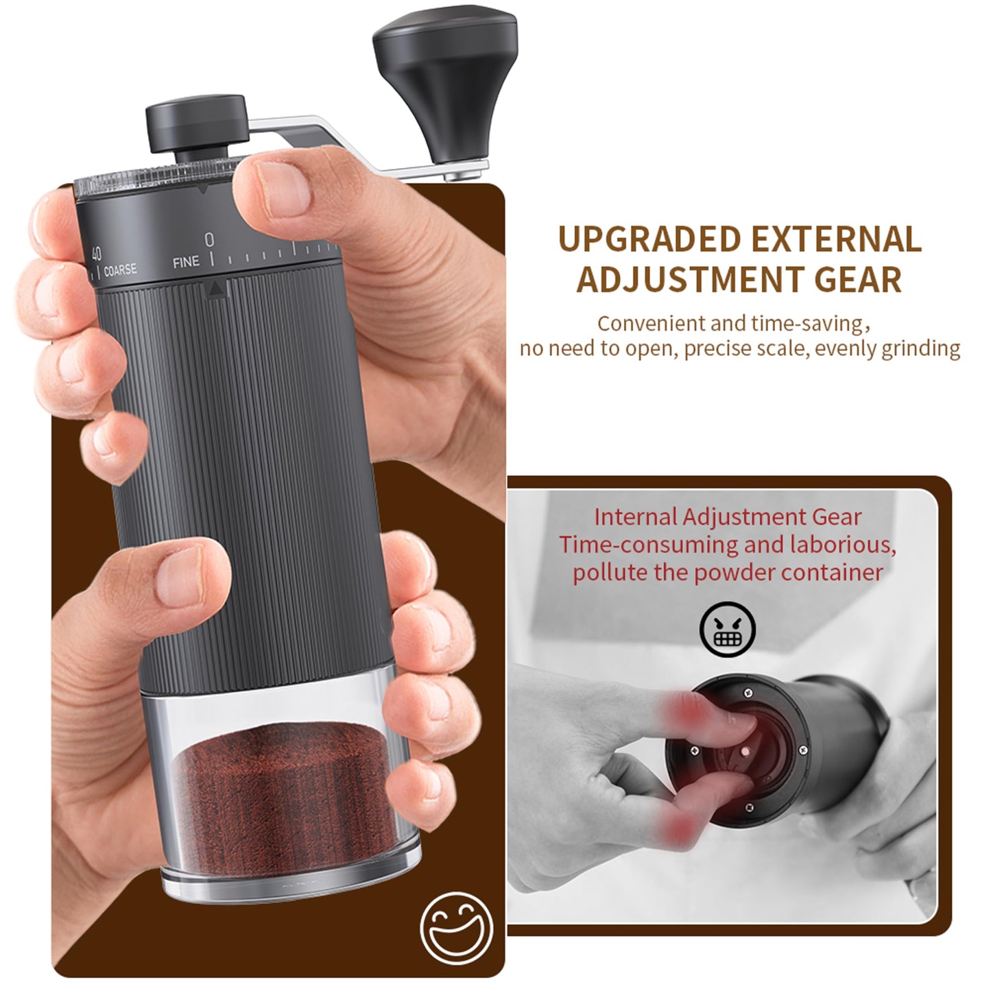 Portable Manual Coffee Grinder with 40 Adjustable Settings,Hand Coffee Bean Mill with 30g Capacity & Crank for Travel Camping Office Home(Ceramic)