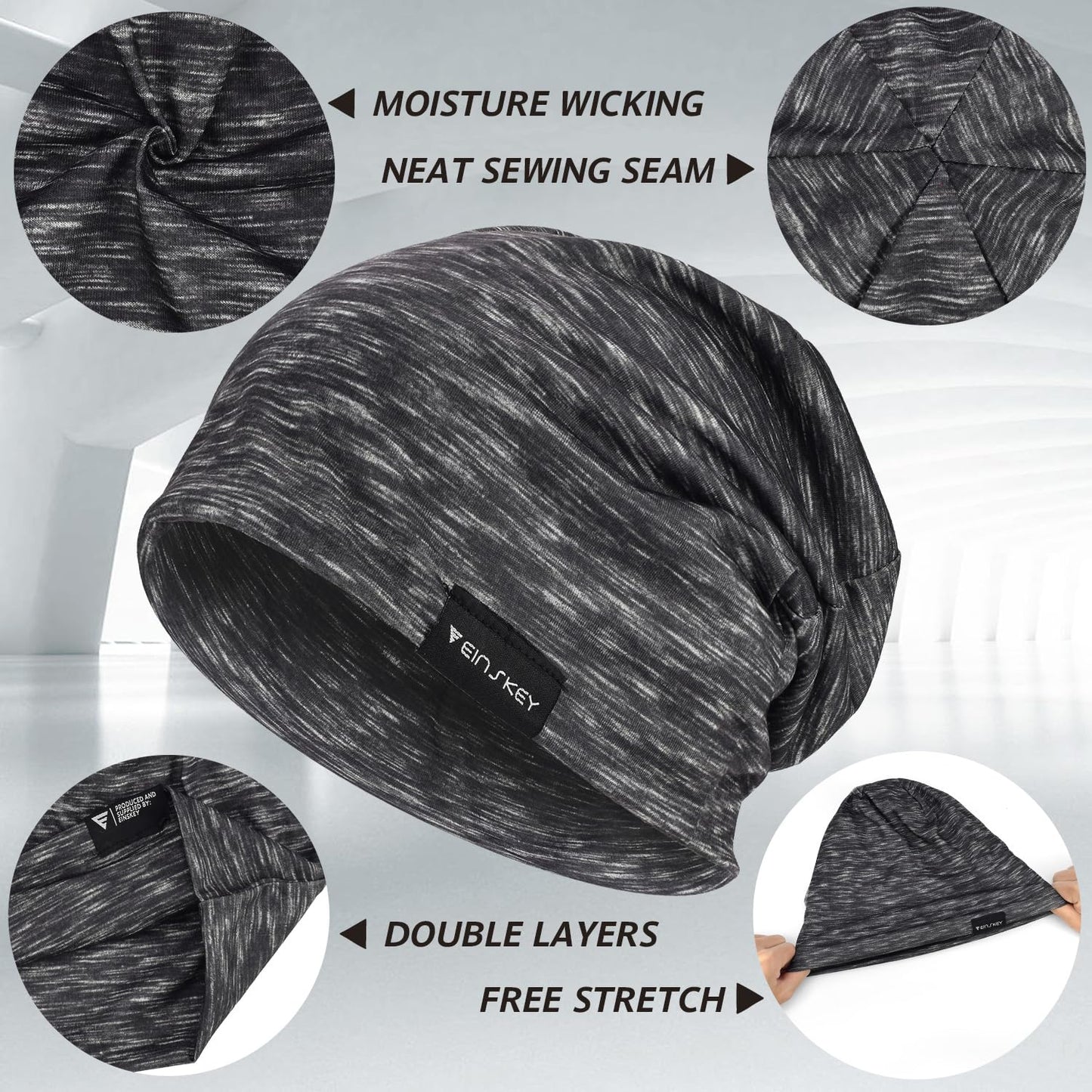 EINSKEY Lightweight Slouchy Beanie for Men Women, Oversize Thin Cotton Skull Cap Chemo Cap Night Sleeping Hat for All Seasons