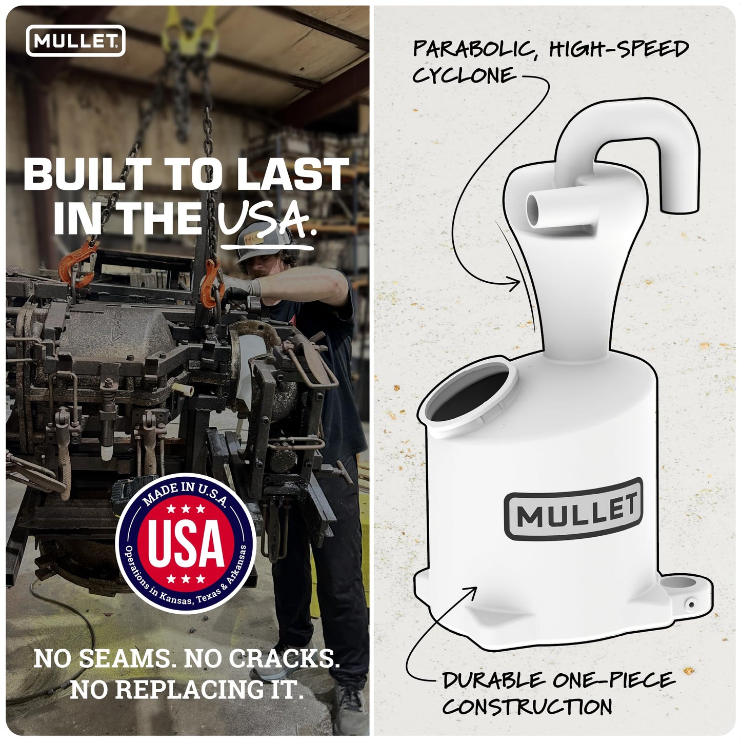 Mullet High-Speed Cyclone Dust Collector for Shop Vacuum - Sawdust Separator, Dust Collectors for Woodworking, Garage, Hobbyist Debris Extraction