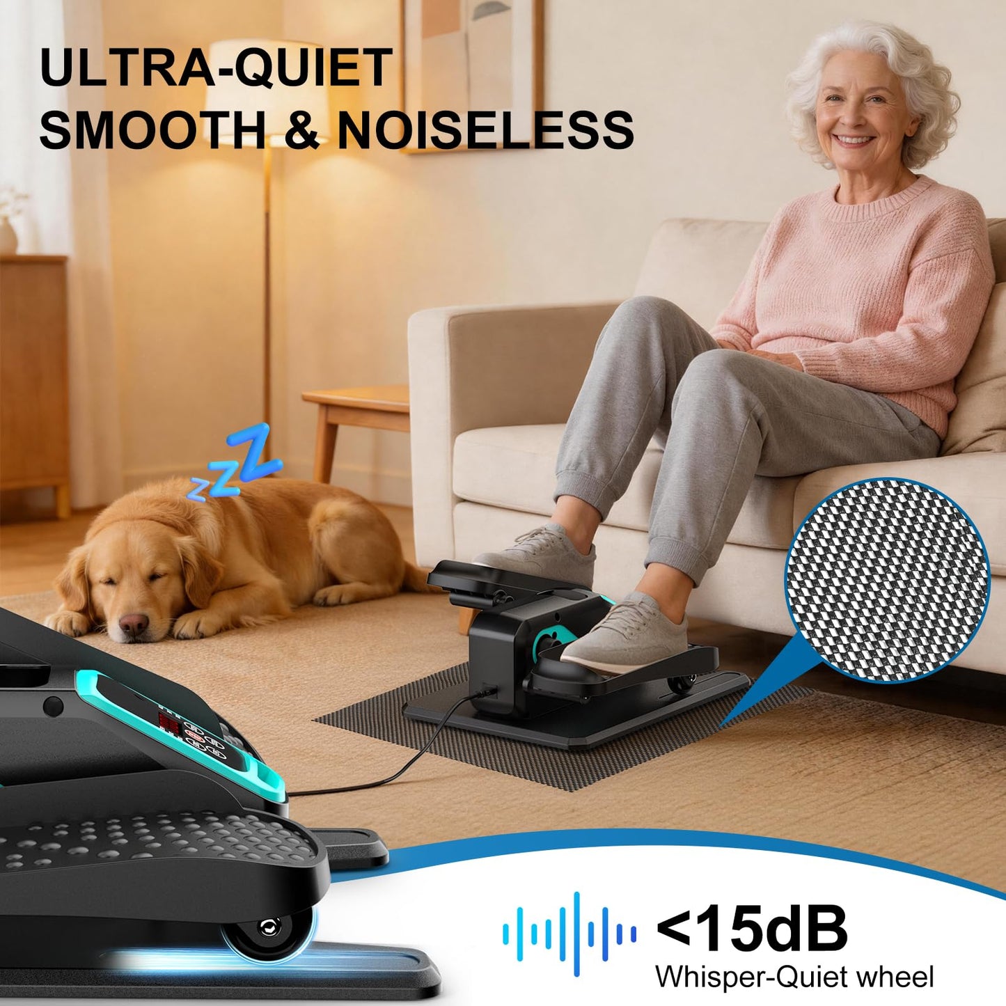 VIVURN-018 Under Desk Elliptical 12 Speed 5 Modes Mini Motorized Leg Exerciser While Sitting for Seniors As Seen on TV with Non-Slip Mat Quiet & Portable Electric Pedal Exerciser for Home and Office
