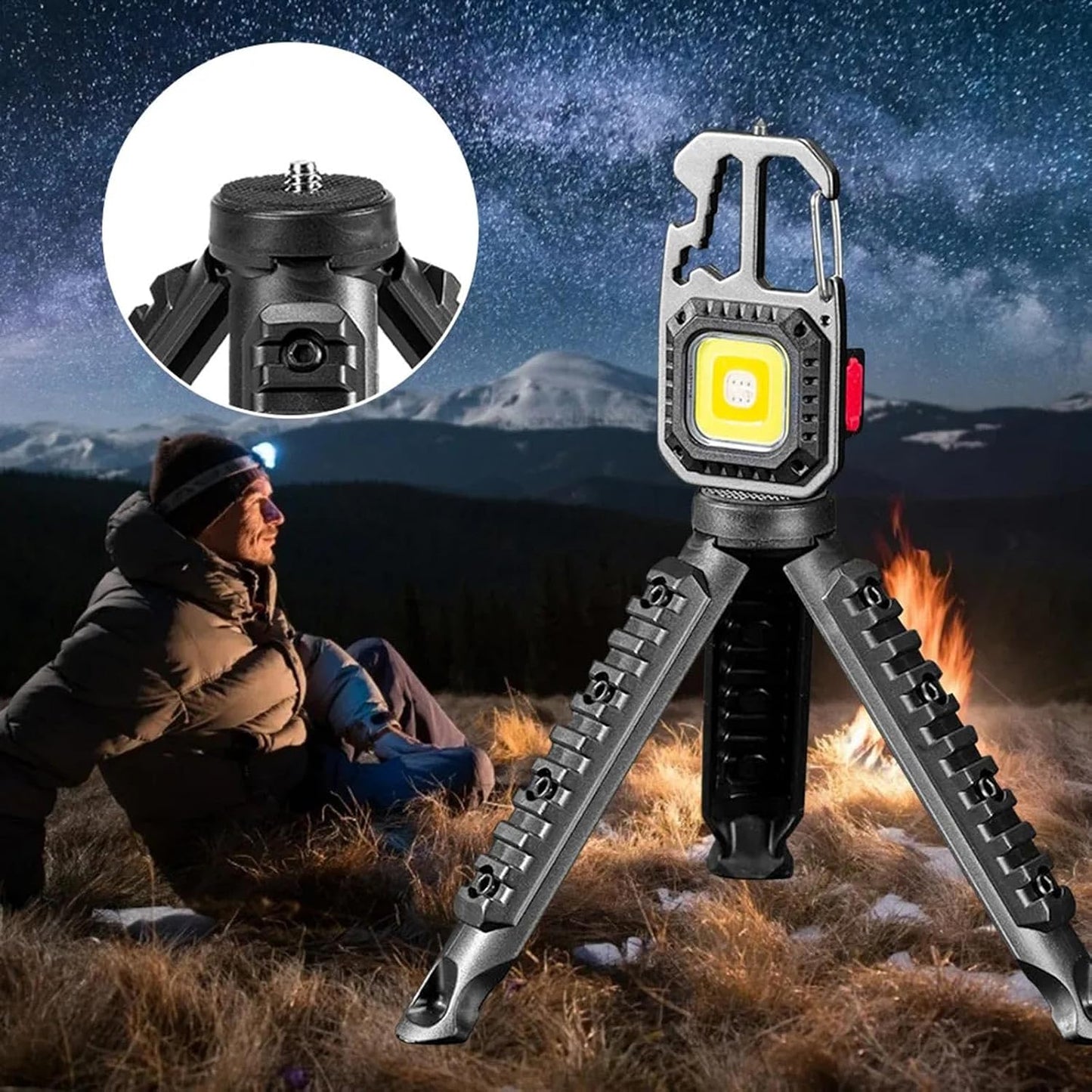 BUBEFSKD 2pcs Lightweight Camping Lamps Bracket Foldable LED Light Holder Pocket Keychain Flashlight Tripod for Outdoor