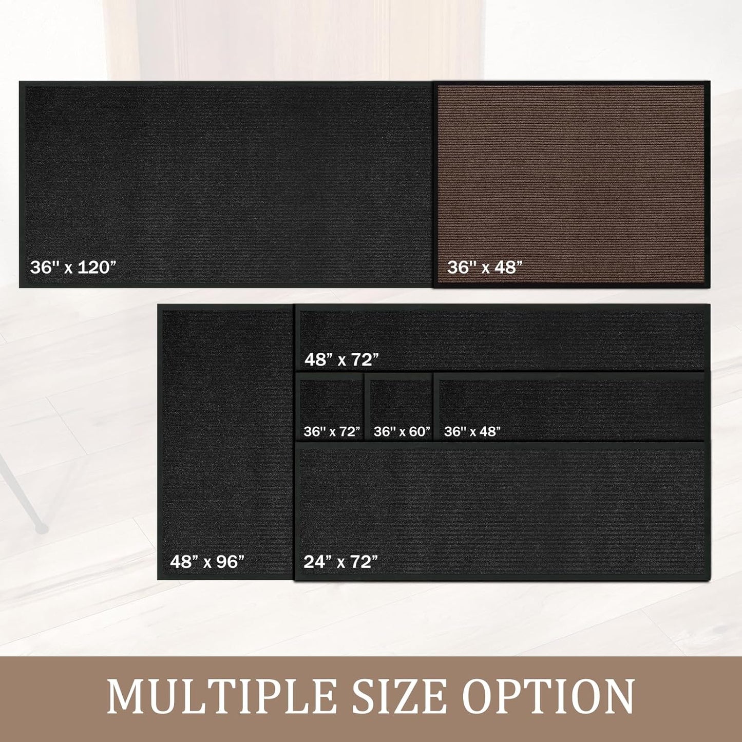 Traffic Guard | 3' X 4' Heavy-Duty Commercial Grade Door Mat - Non-Slip Rubber Backing, Brown