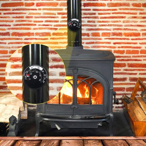 Frienda 2 Pieces Wood Stove Thermometer Magnetic Oven Temperature Meter for Wood, Gas, Pellet Stoves Fire Stove Pipe Thermometer for Avoiding Fan Destroyed by Overheating