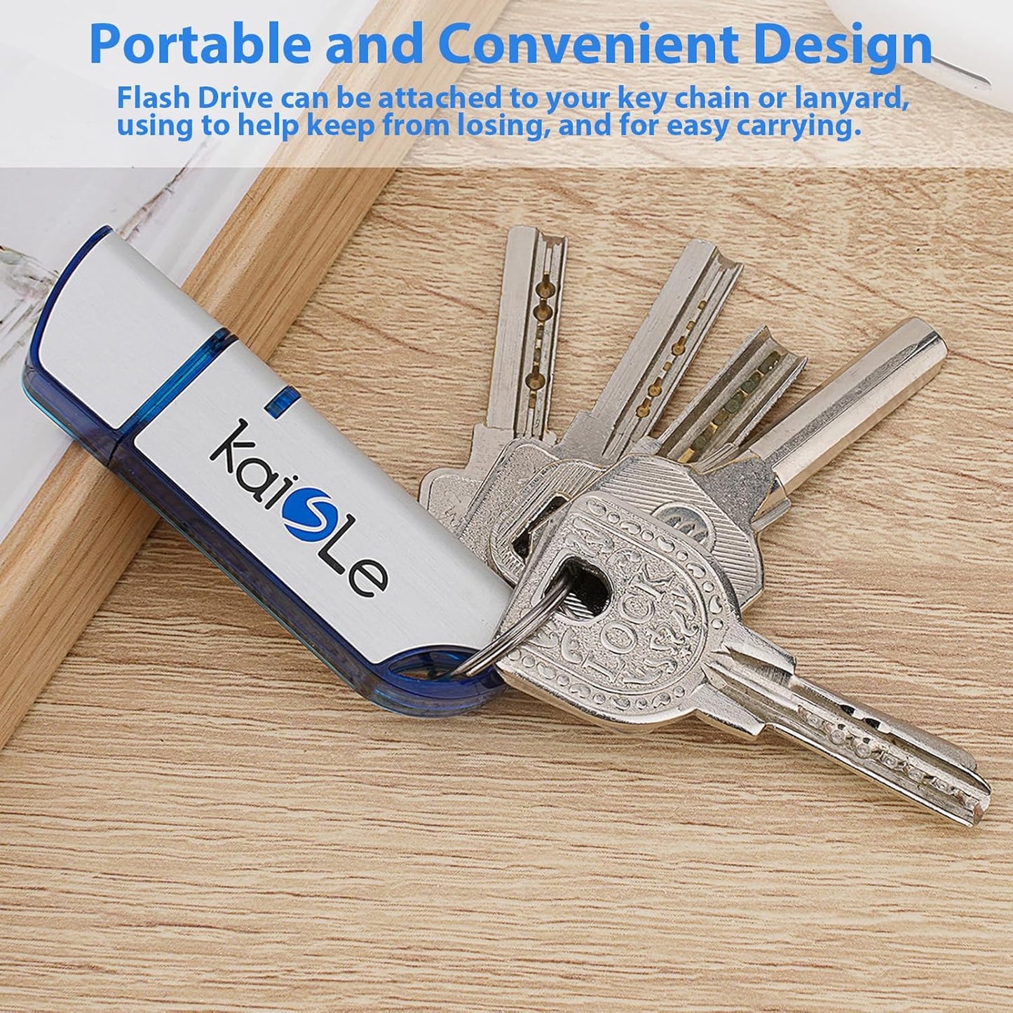 KAISLE 64GB 64 2.0 USB Flash Drive, External USB Flash Memory Storage Thumb Drive, Portable Flashdrive with Keychain