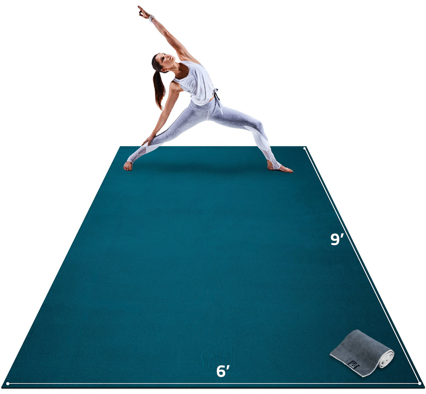 Gorilla Mats Extra Large Yoga Mat – 9' x 6' x 8mm Extra Thick & Wide, Non-Slip Exercise Mat for Home Gym Flooring – Ultra Comfortable Workout Floor Mat for Barefoot Fitness & Stretching