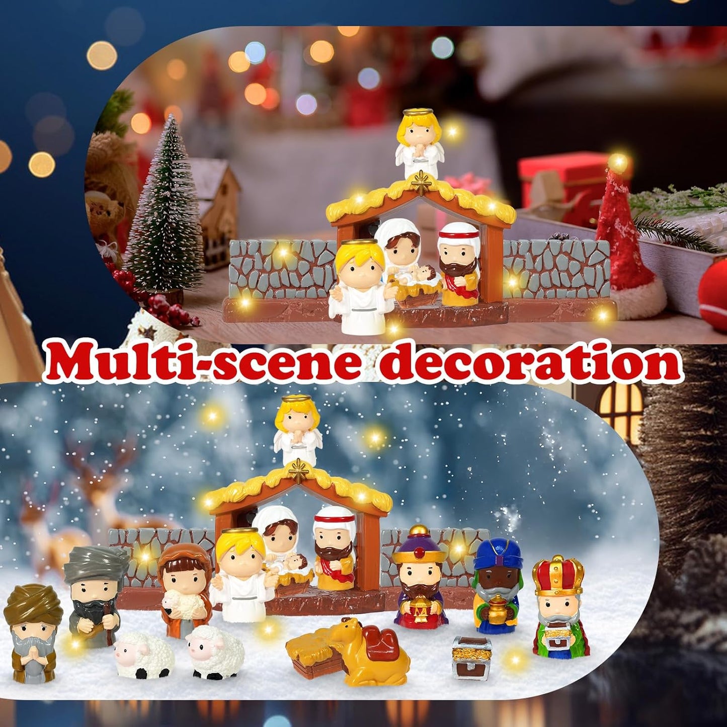 Regine Switzerland 19-Piece Christmas Nativity Set - Hand-Painted Resin Figurines for Festive Tabletop Decor