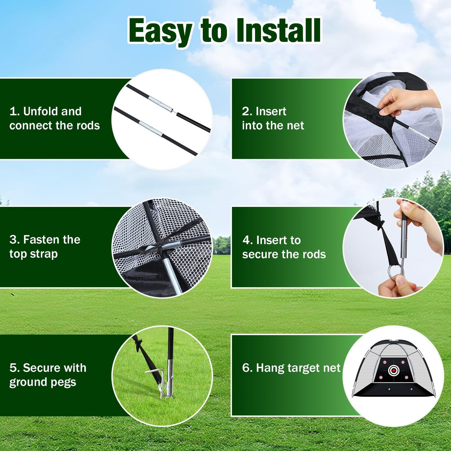 MoKo Golf Net with Practice Mat, 10 x 7 ft Golf Hitting Net for Outdoor Indoor Backyard Driving Chipping Swing Training, All-in-One Multi-Target Practice Nets, Gifts for Men Dad Him and Golfer, Black