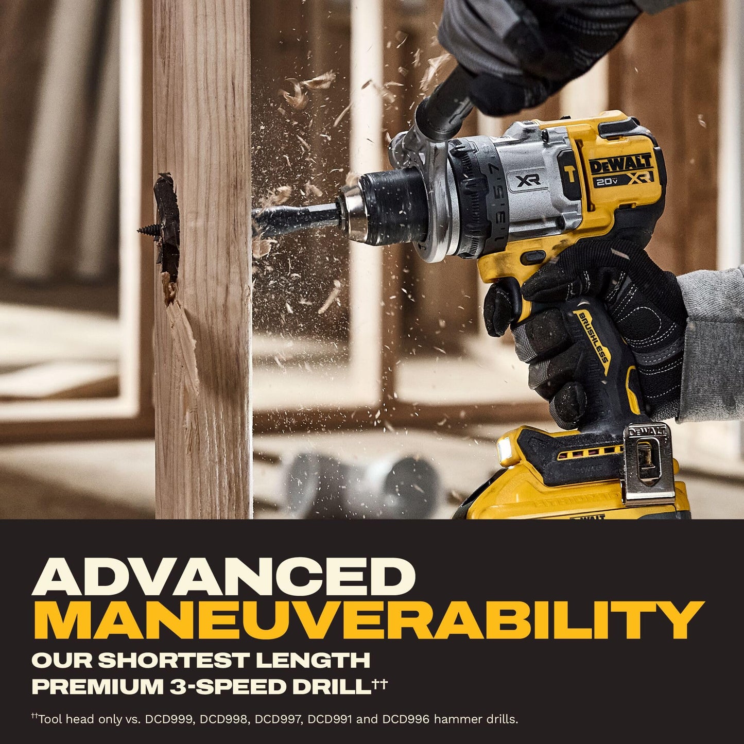 DEWALT 20V MAX XR 1/2 Inch Brushless Cordless Hammer Drill Kit with 8AH Battery and Charger, 3 Speed (DCD1007WW1)