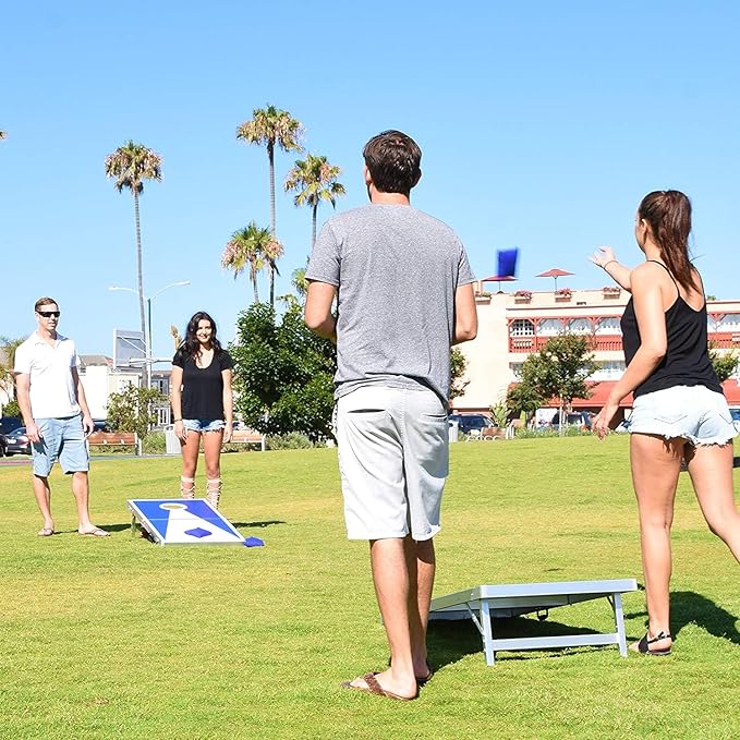GoSports 4 x 2 ft Aluminum Cornhole Game Sets – Choose LED Lights or Standard - Set Includes 2 Foldable Regulation Size Boards, 8 Bean Bags, & Rules