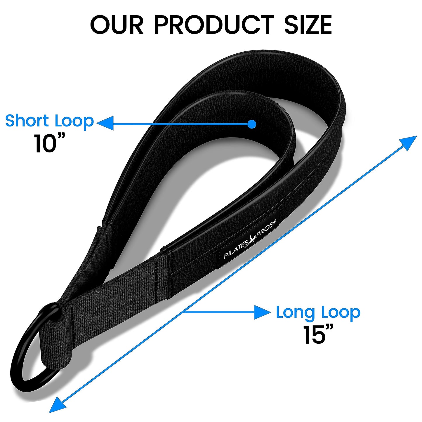 Vinyl Covered Double Loop Straps for Pilates Equipment - D-Ring Padded Fitness Straps for Studio & Home Gym Workouts