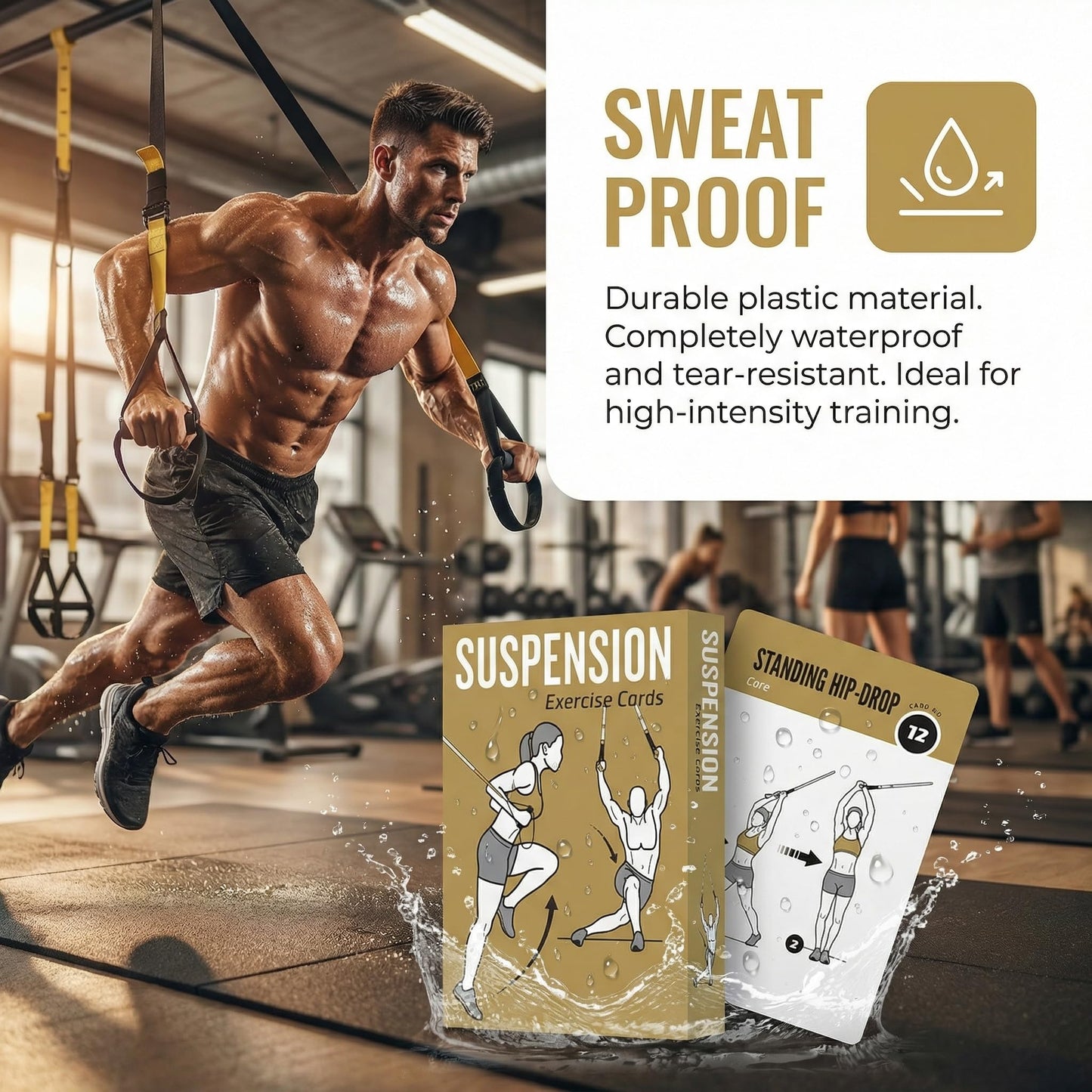 ELAORY Bodyweight & Dumbbell & Suspension1 Workout Cards - 150 Large 5"x3.5" Exercise Cards with 36 Strength Moves, Home & Gym Fitness Cards for Men & Women, Beginner Fitness Guide