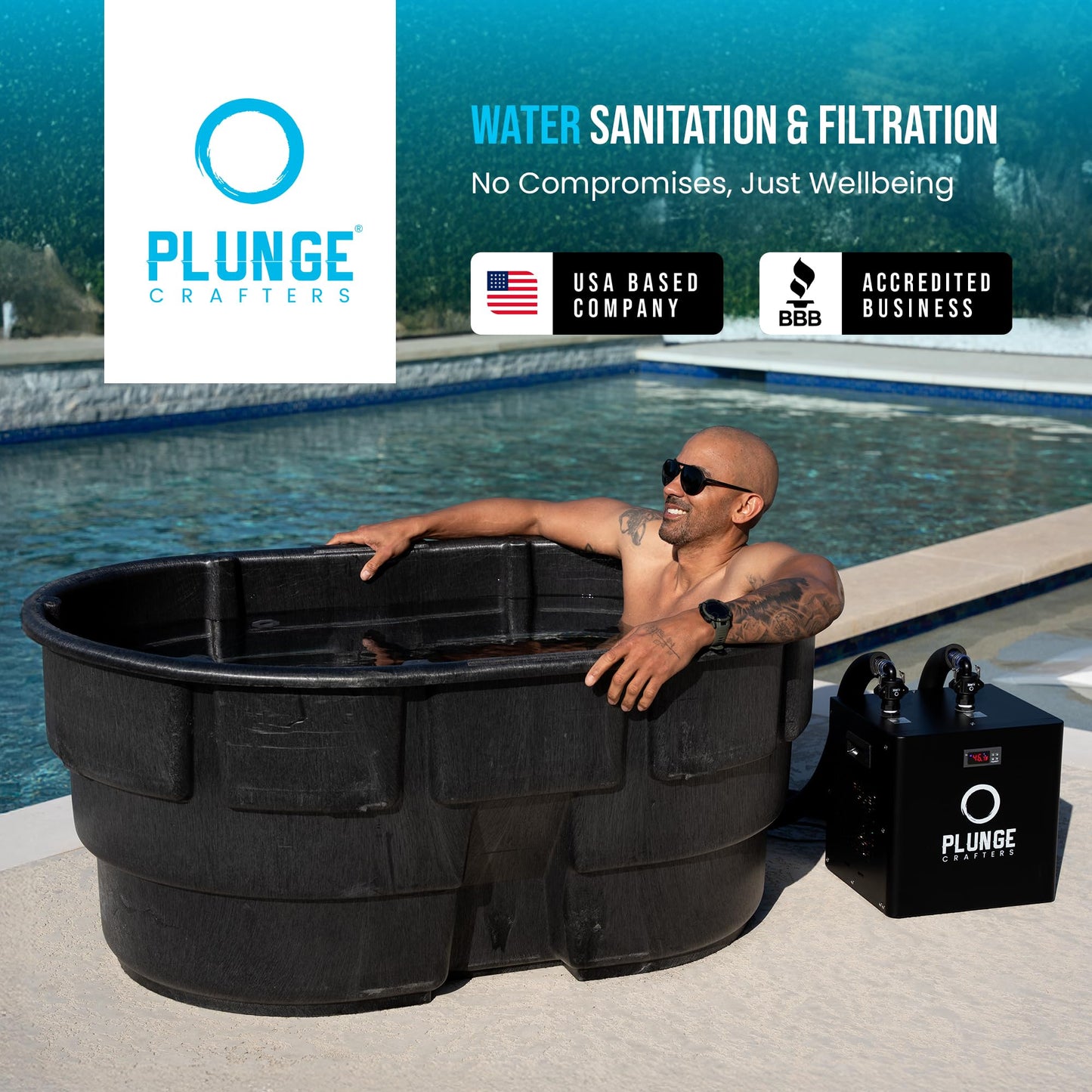 Cold Plunge Water Filter Cartridges, 50 Micron Sediment Filters for Ice Bath & Cold Plunge Tubs, Universal 10” x 2.5” Water Filter Replacements, Under Sink & Whole House Systems, 4-Pack
