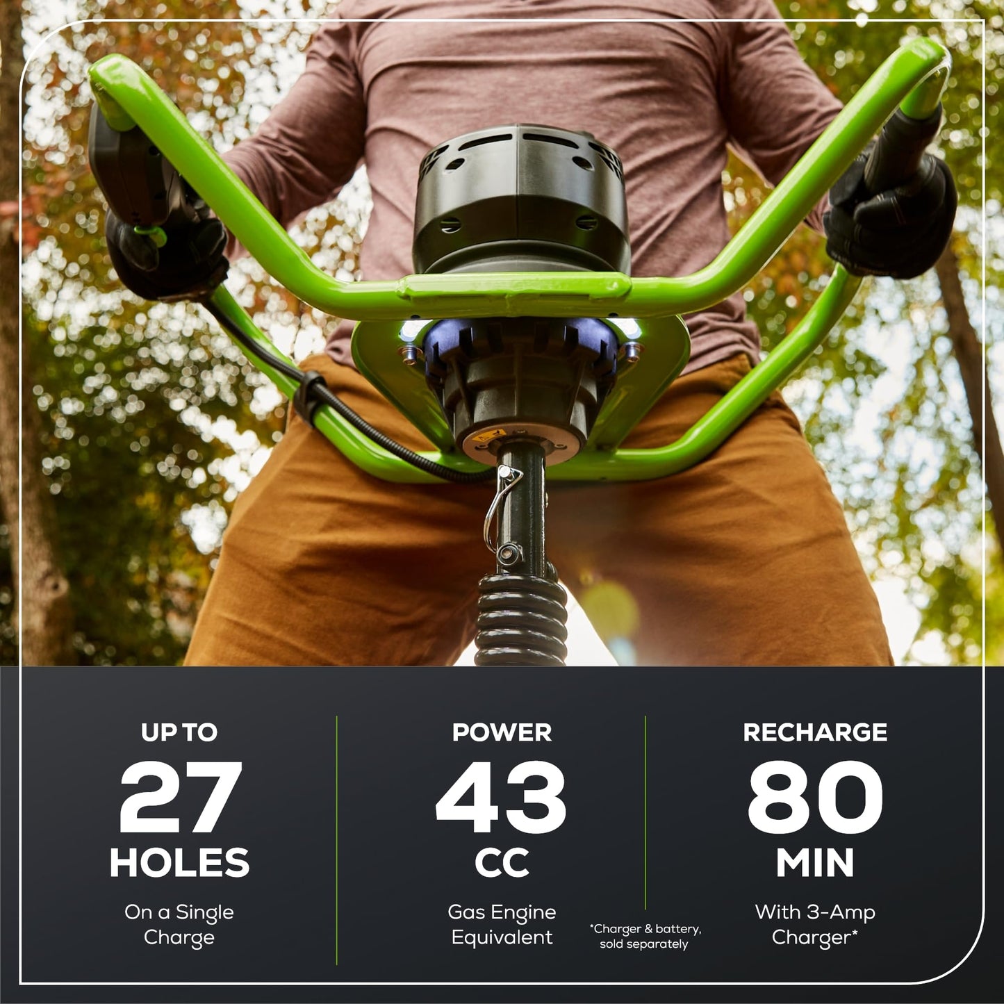 Greenworks Pro 60V Brushless Earth Auger | Post Hole Digger Great for Fences, Gardening, Planting, and More | Auger Bit and Battery + Charger Sold Separately