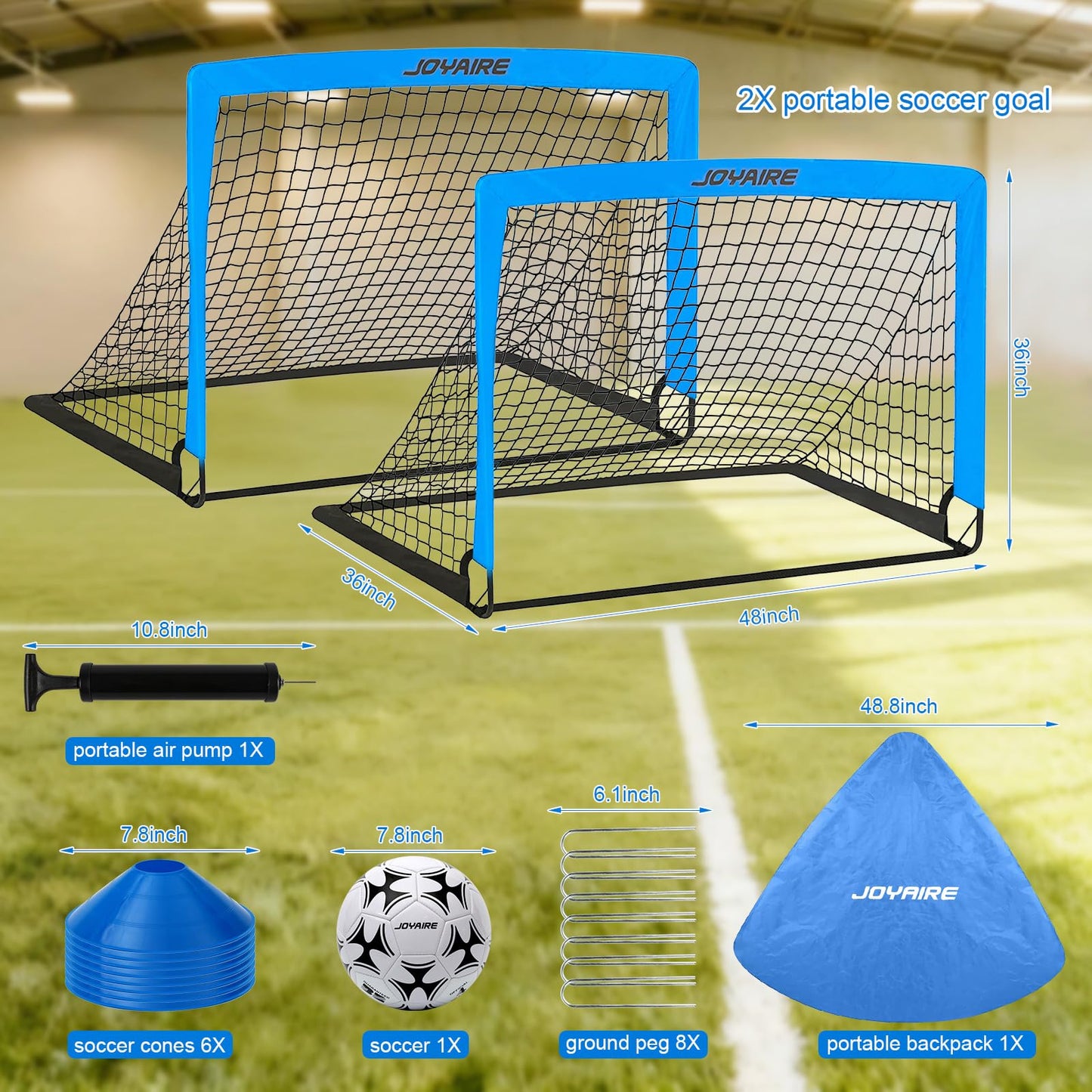 Soccer Goals for Backyard Set, Portable Kids Toddler Soccer Goal 2 of 4' x 3', Pop Up Soccer Net Soccer Training Equipment with Size 4 Soccer Ball, Carry Bag, Youth Games, Sports, Outdoor Play