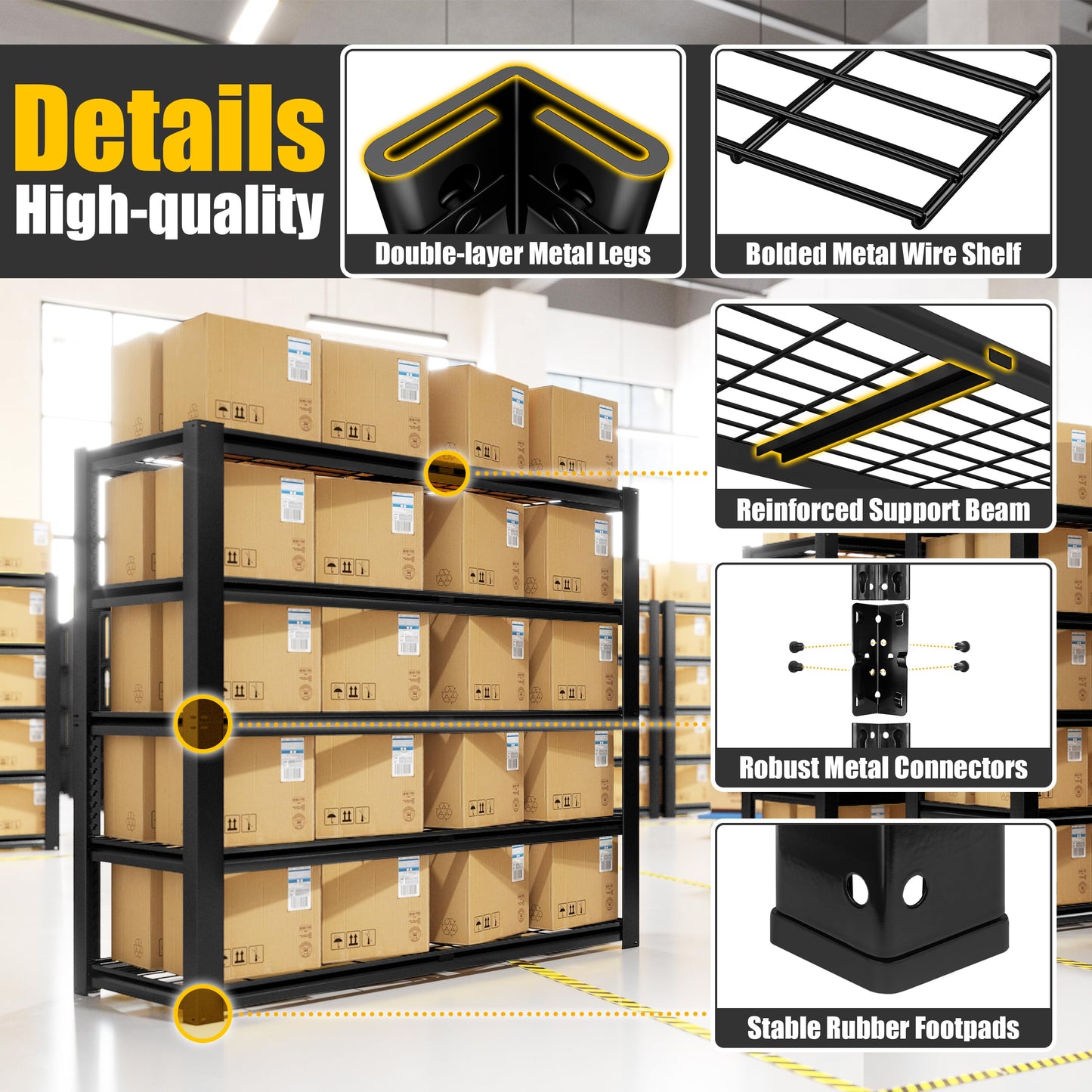 PrimeZone 40" W Heavy Duty Garage Shelving 2200 LBS 4 Tier Storage Shelves Adjustable Industrial Metal Wire Shelf Utility Rack for Garage,Basement,Pantry,Warehouse,Commercial,40" W X 20" D X 60" H
