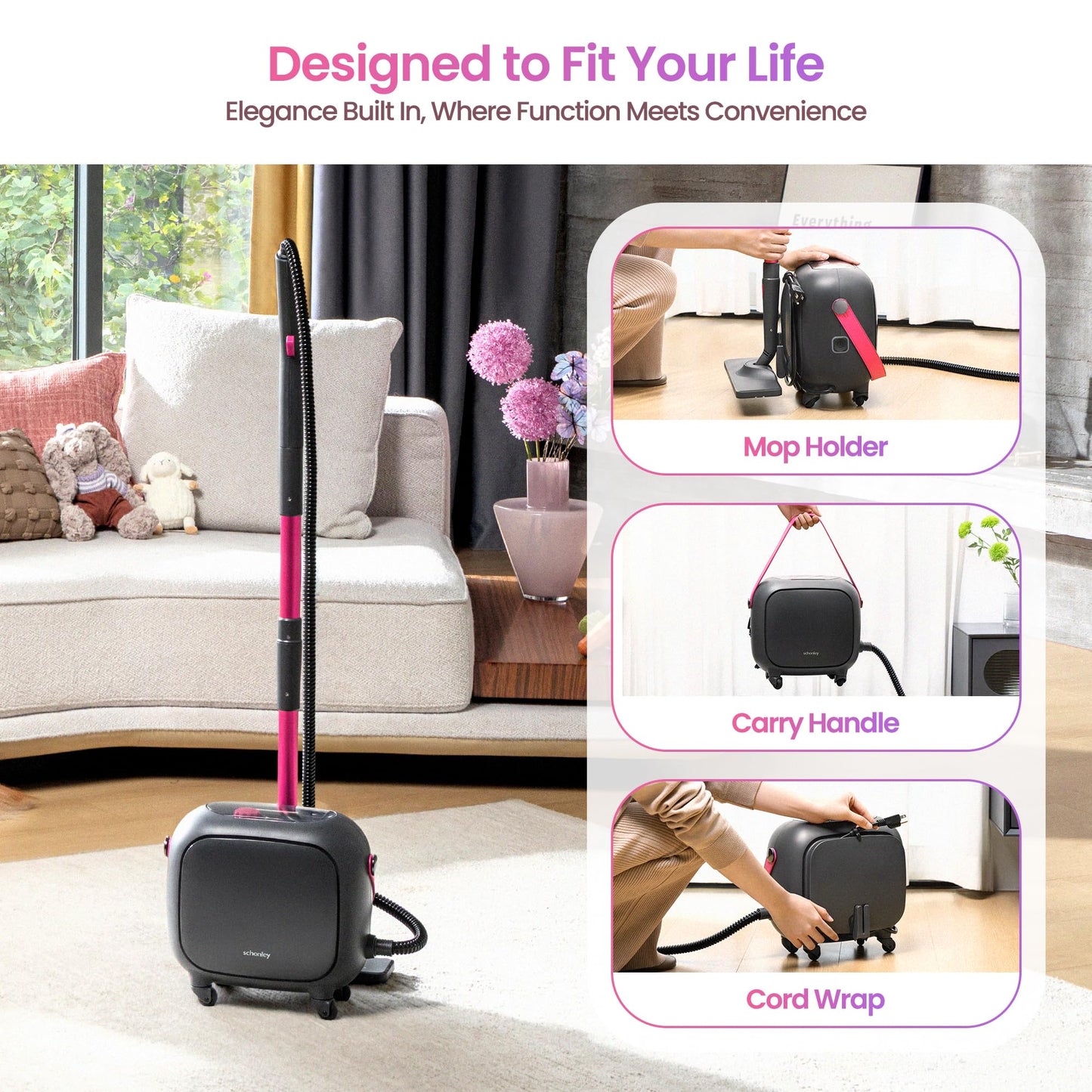Schenley 21-in-1 Steam Cleaner, High-Pressure Heavy-Duty Steamer for Deep Cleaning Floors, Tiles, Upholstery, Grout, Grill and Cars, Fast Heat-Up, Large Water Tank, Multi-Purpose, Portable Design