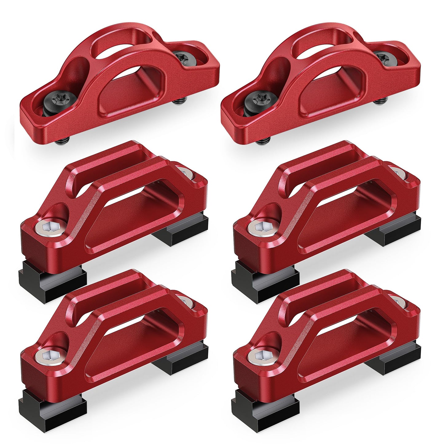 MZS Tacoma Tie Down Anchors Kit, Bed Cleats + Rope Hooks Combo Compatible with 2005-up Tacoma Tundra Cargo Management System, Replace PT278-35160 663120C010, Red, 6Pcs