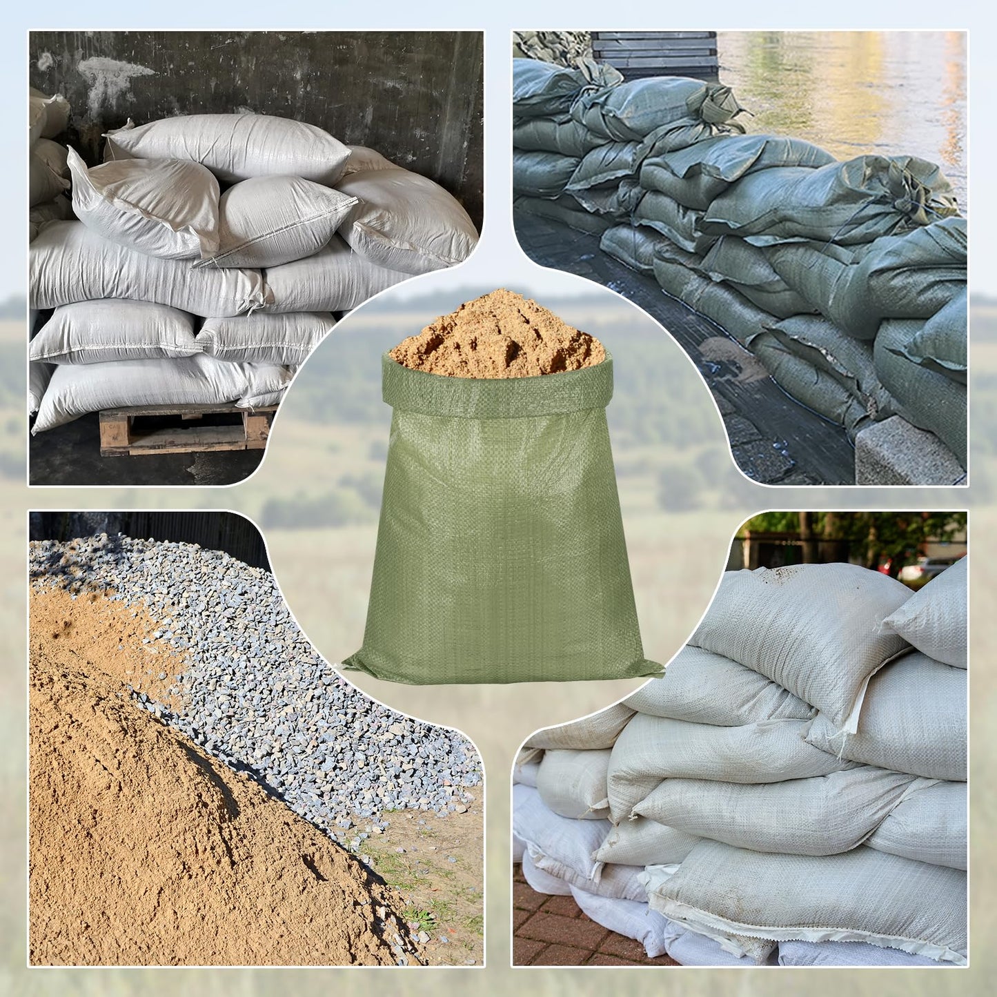 PATIKIL Heavy Duty Sand Bags, (15.8"x19.7", Gray) (10 Pcs), Empty Sandbags Woven Polypropylene Sandbags Sand Bags Suit for - Flooding Weight Construction Earth Bag Homes