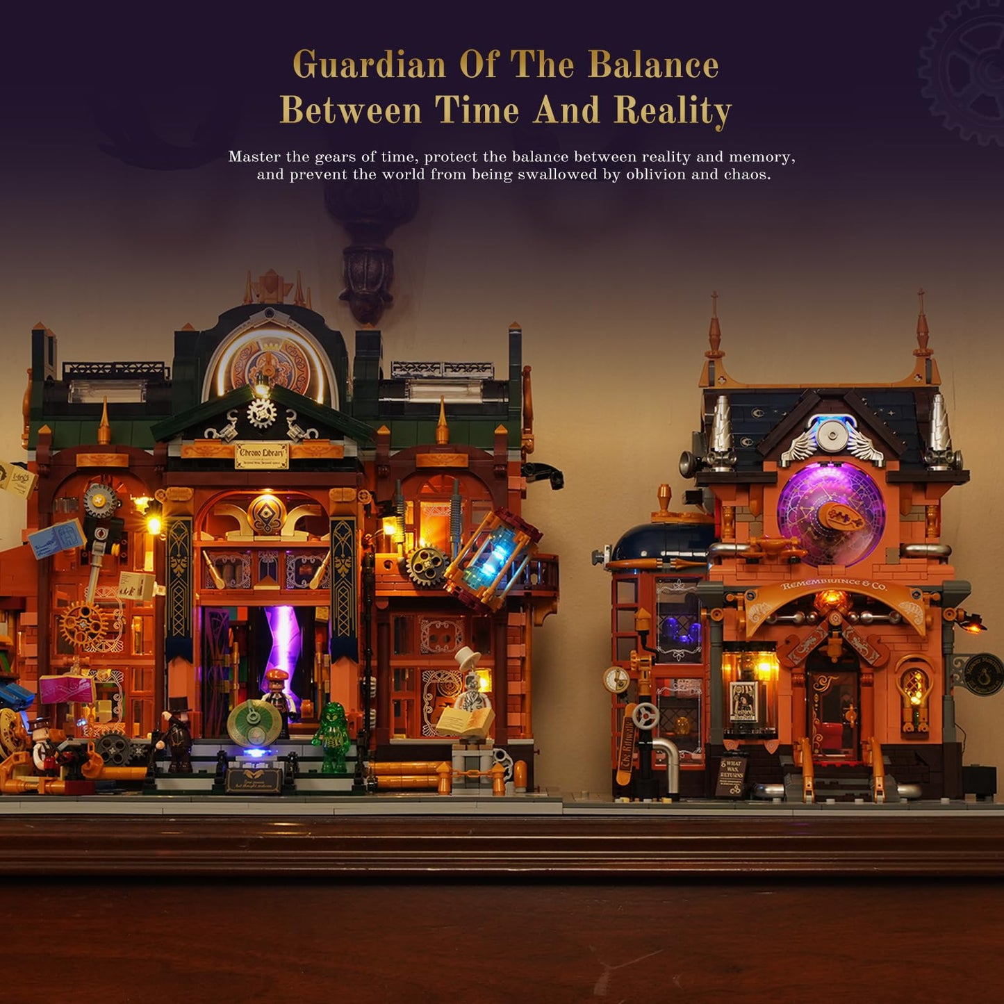 Lumibricks Steampunk Memory Magic Shop Lighting Building-Bricks Set, 2056 Pcs Modular Building from Chrono Custodians Collection Display Set for Adults and Steampunk Lovers