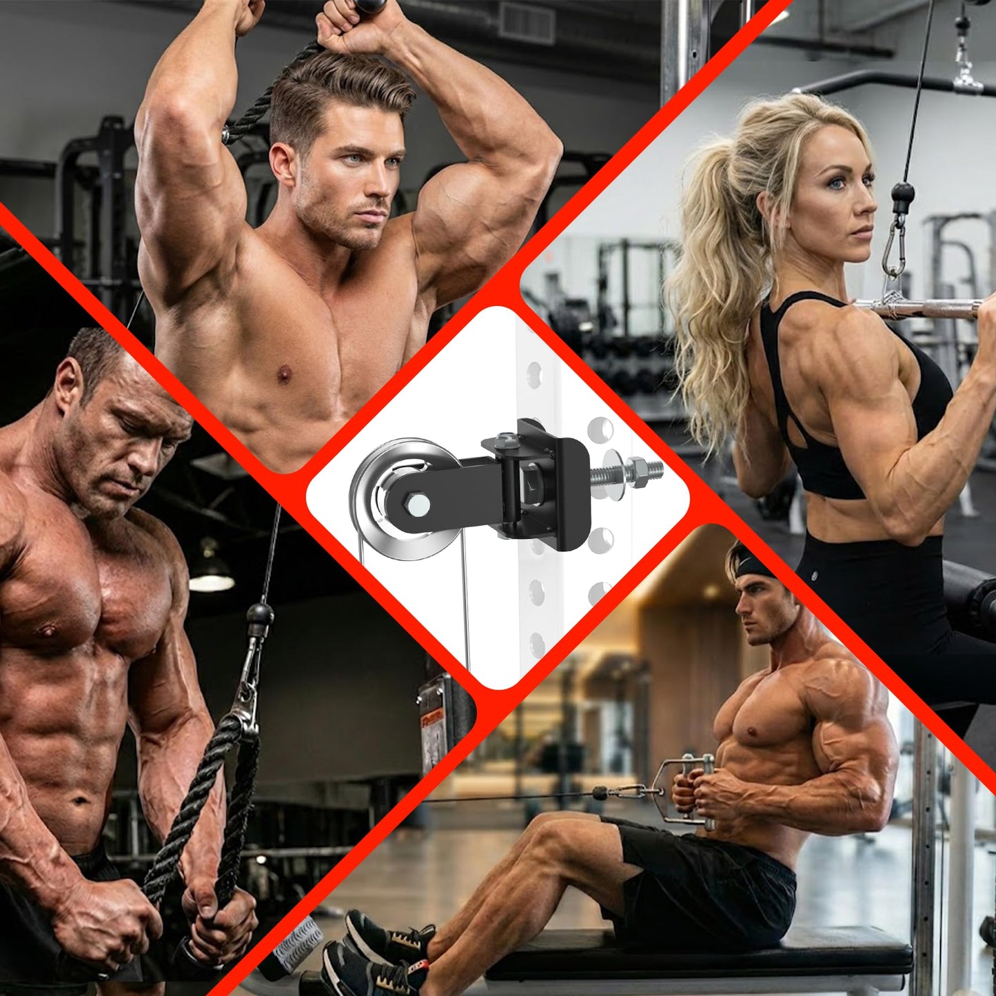 Aluminum Alloy Rotating Pulley Attachment for 3×3 Power Racks, Heavy-Duty Cable Pulley with 180° Pivot, Smooth CNC Machined Wheel, Bolt-On Cable Station Upgrade for Home Gym Training