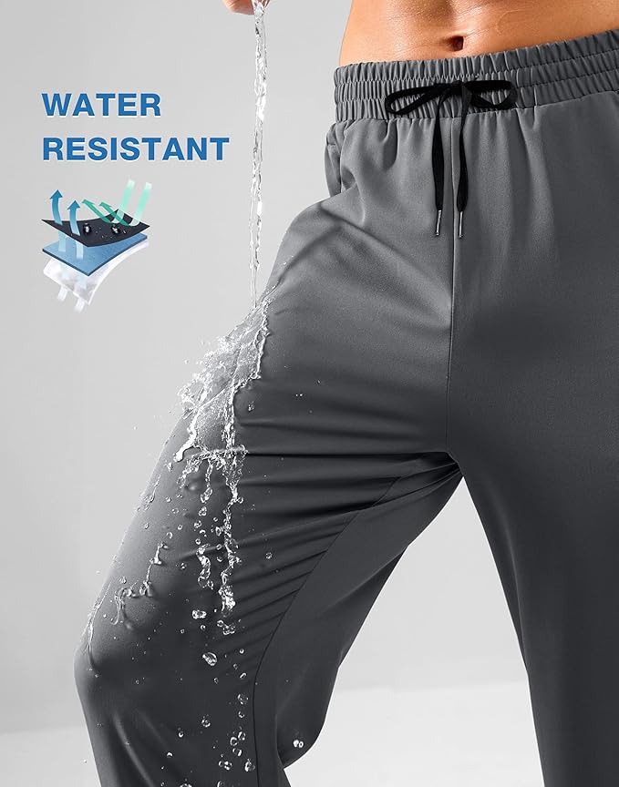Pudolla Men's Lightweight Hiking Pants Quick-Dry Outdoor Sweatpants with Zipper Pockets for Casual Travel Athletic Workout