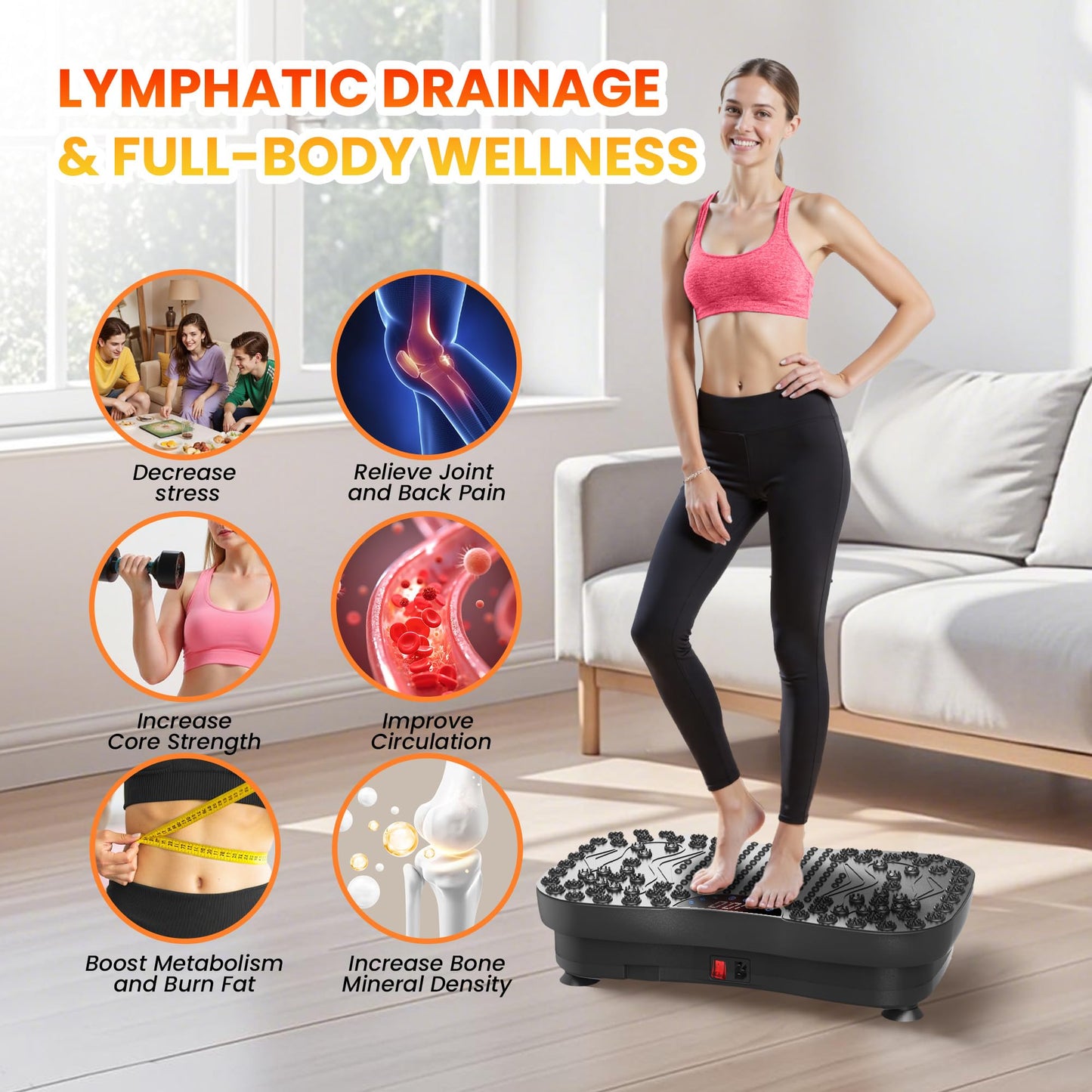 AXV Vibration Plate Fitness Platform Exercise Machine Vibrating Shaking Full Body Shaker Workout Vibrate Stand Shake Board Sport for Weight Loss Fat Burner for Gym Home Office