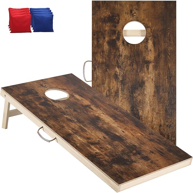Cornhole Set 4'x2' Cornhole Board Sets with Bags Regulation Size, Corn Hole Games for Adults Outdoor Bean Bag Toss Game, Solid Wood